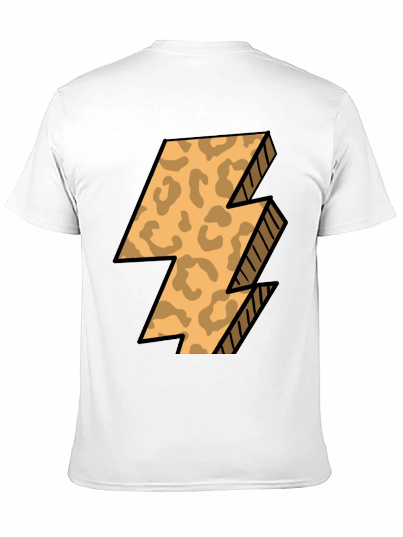 Leopard Print Lightning Bolt T-Shirt - Black