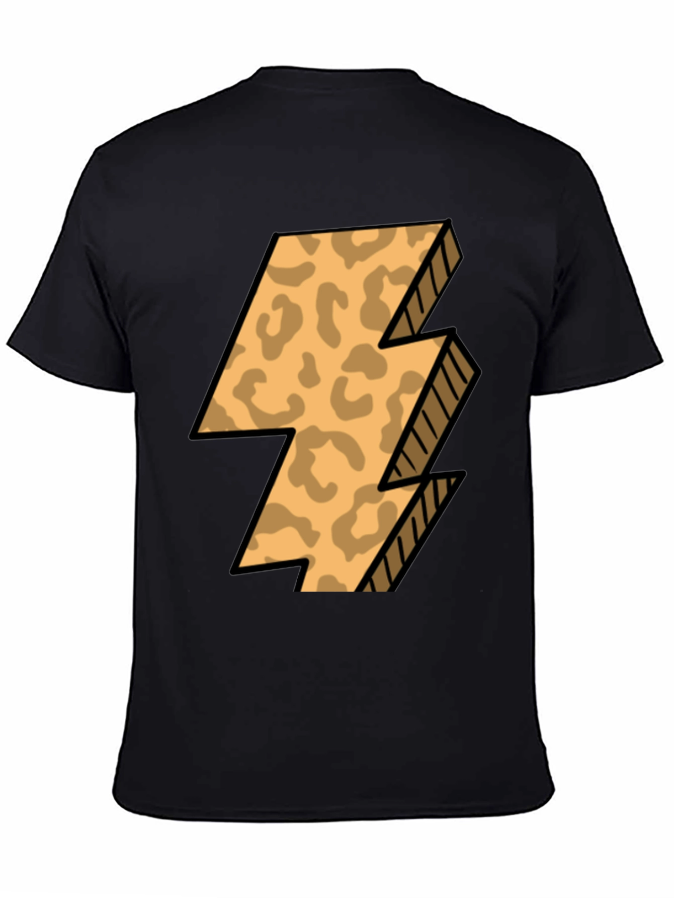 Leopard Print Lightning Bolt T-Shirt - Black