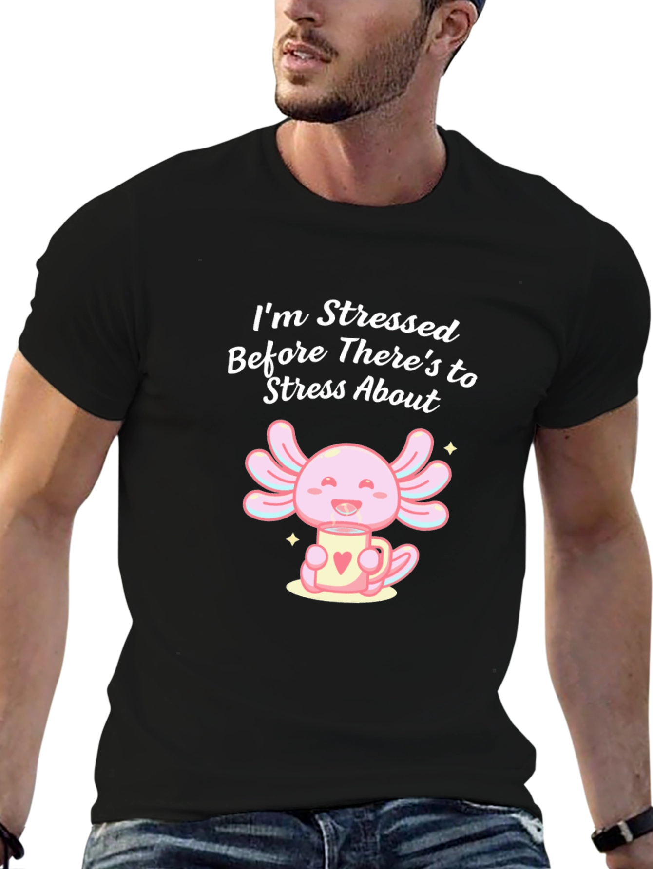 Stressed Axolotl T-Shirt - Cute & Comfy Graphic Tee
