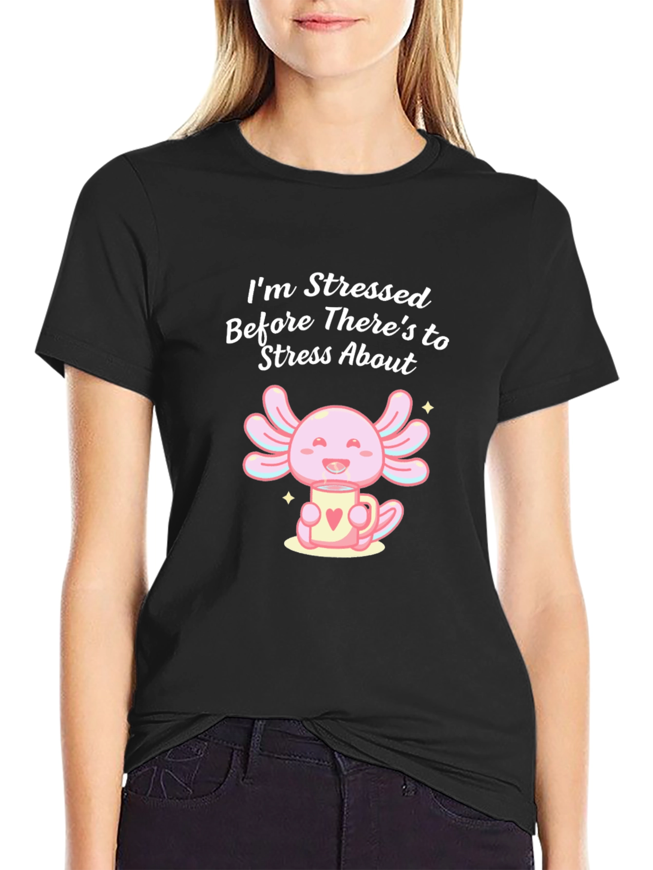 Stressed Axolotl T-Shirt - Cute & Comfy Graphic Tee