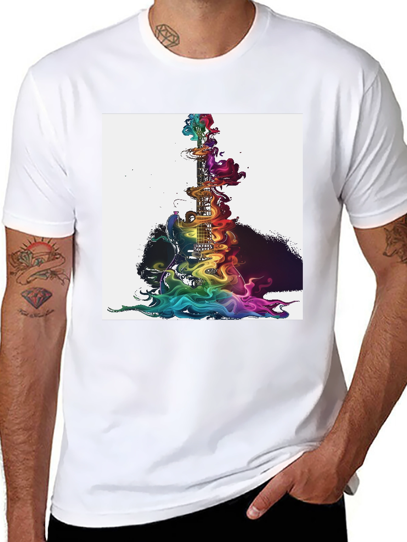Rainbow Smoke Guitar Graphic Tee