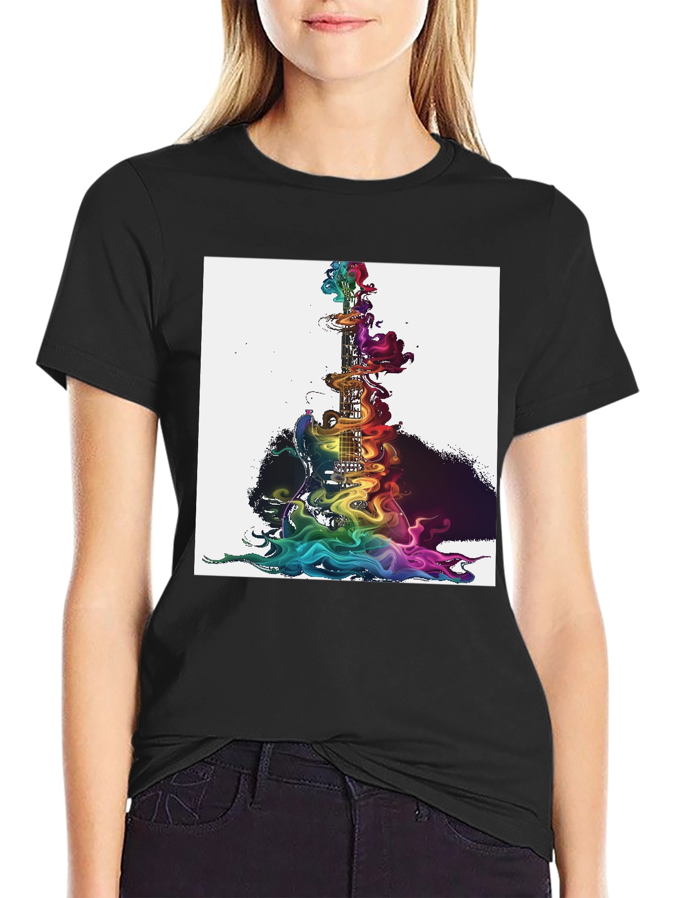Rainbow Smoke Guitar Graphic Tee