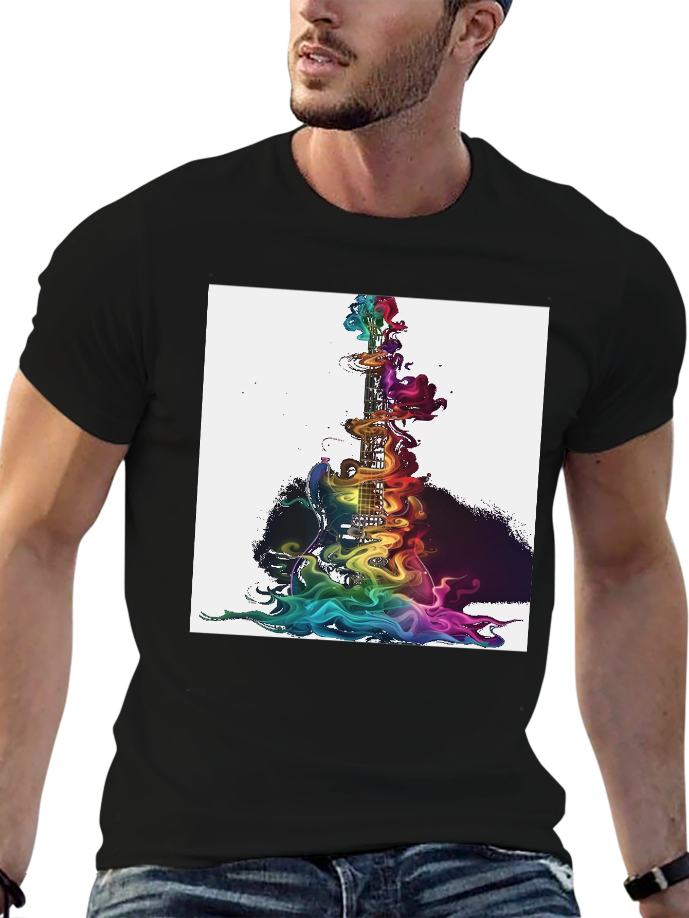 Rainbow Smoke Guitar Graphic Tee