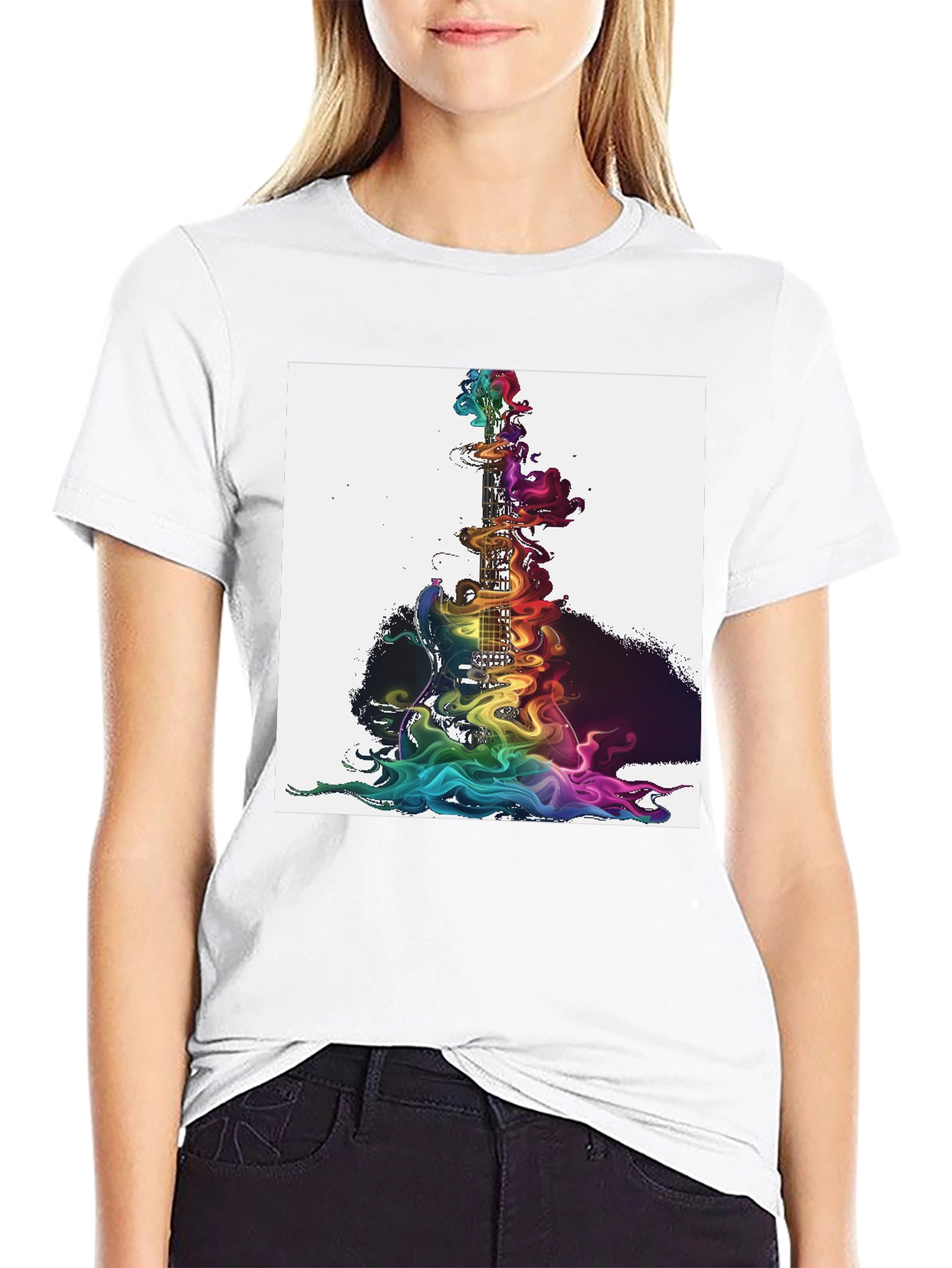 Rainbow Smoke Guitar Graphic Tee