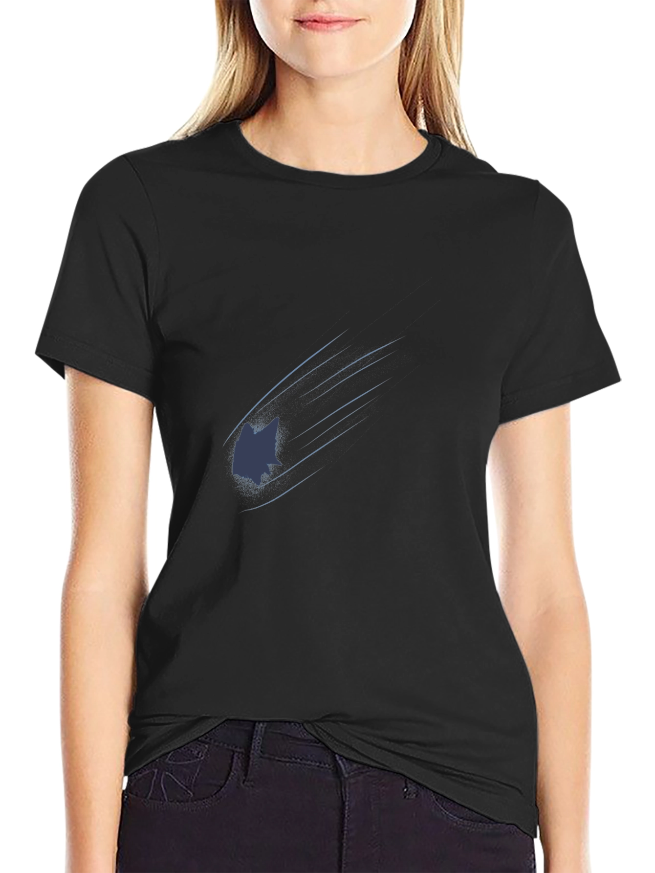 Mens Black Graphic Tee - Comet Cat Design