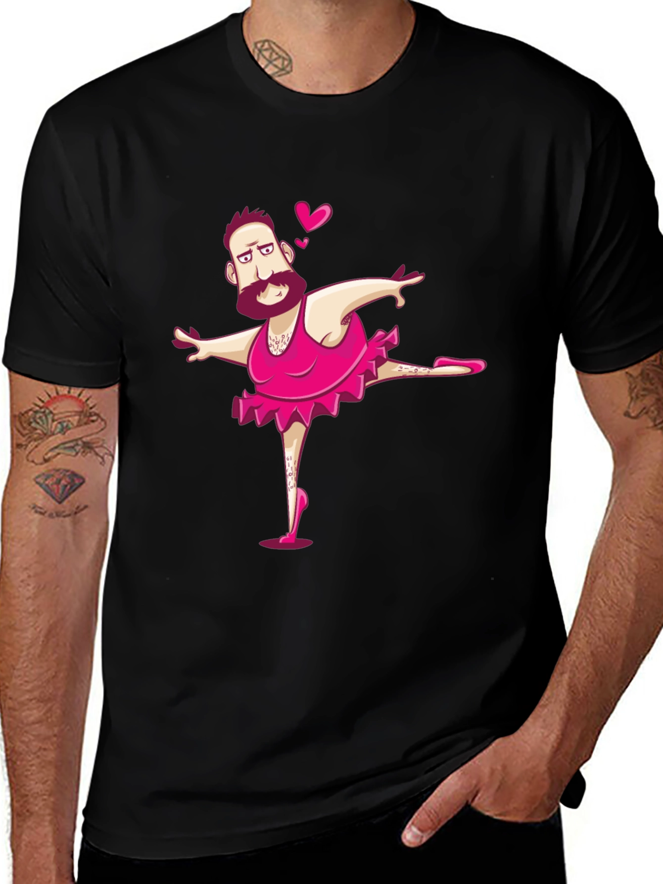 Funny Man Ballerina Graphic T-Shirt