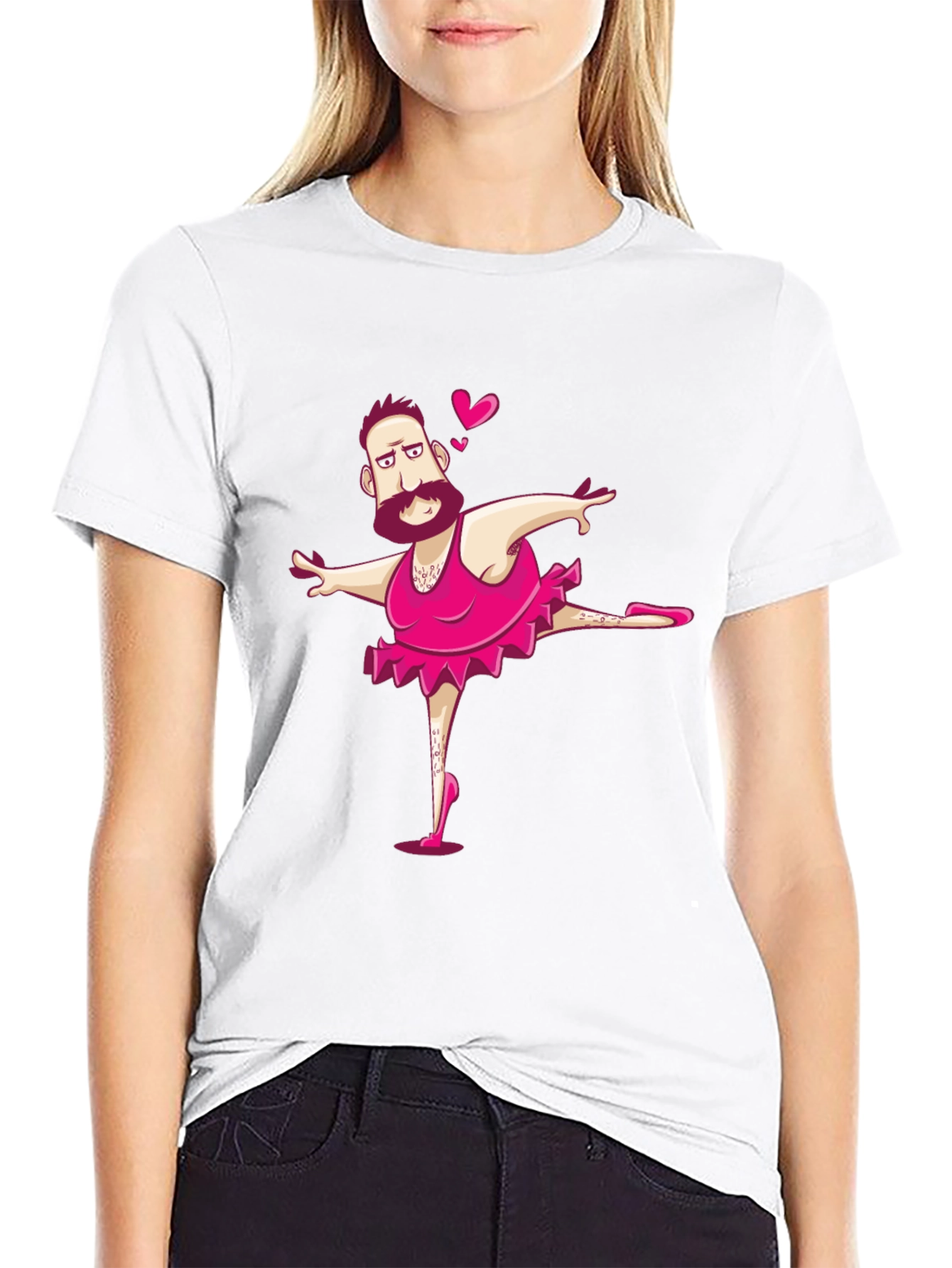 Funny Man Ballerina Graphic T-Shirt