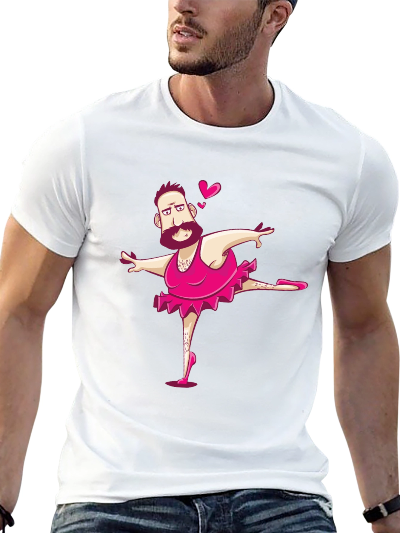 Funny Man Ballerina Graphic T-Shirt