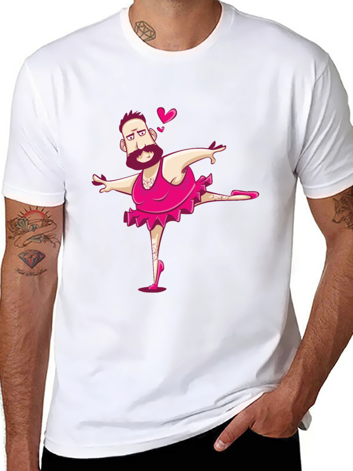 Funny Man Ballerina Graphic T-Shirt