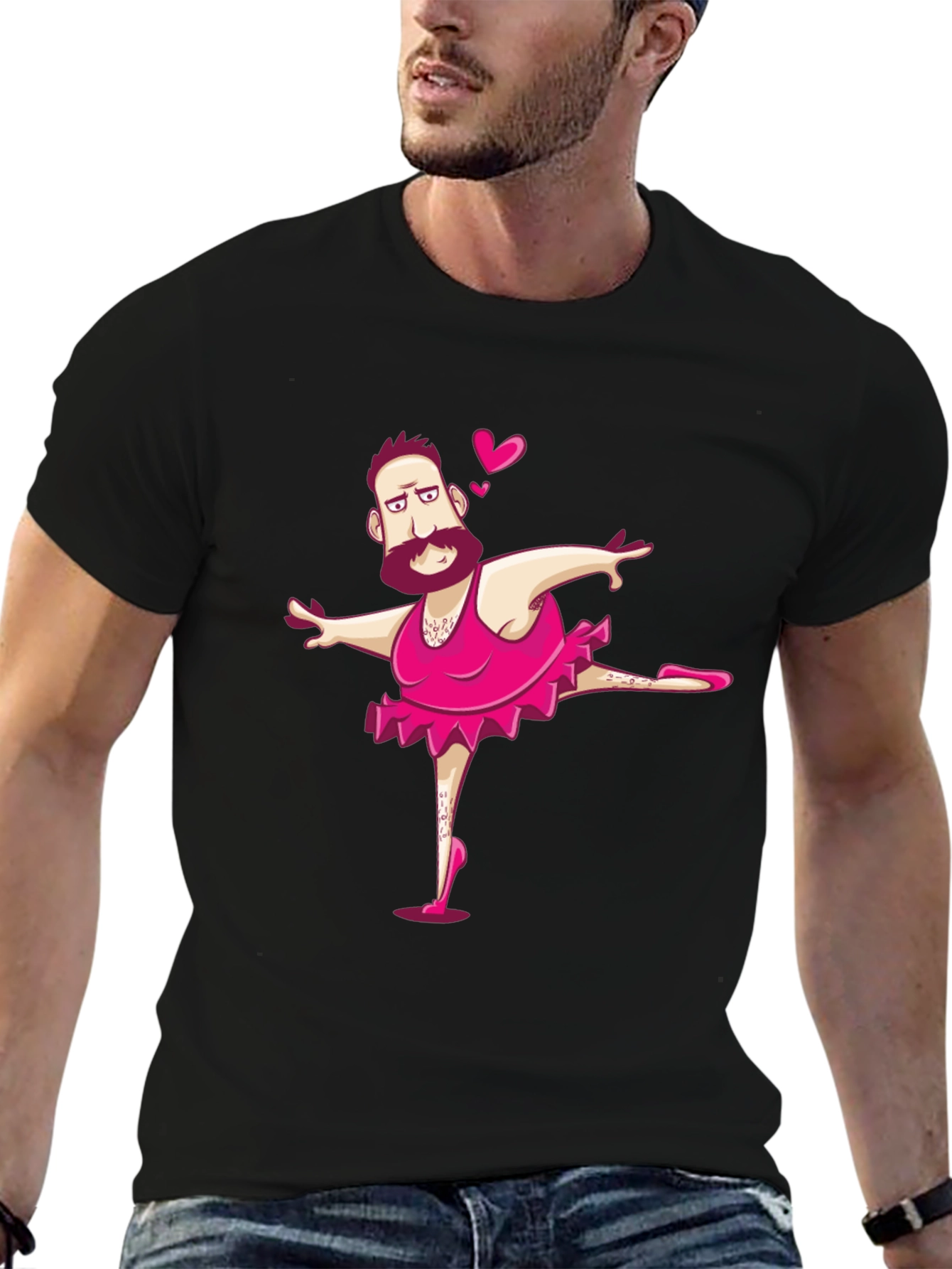 Funny Man Ballerina Graphic T-Shirt