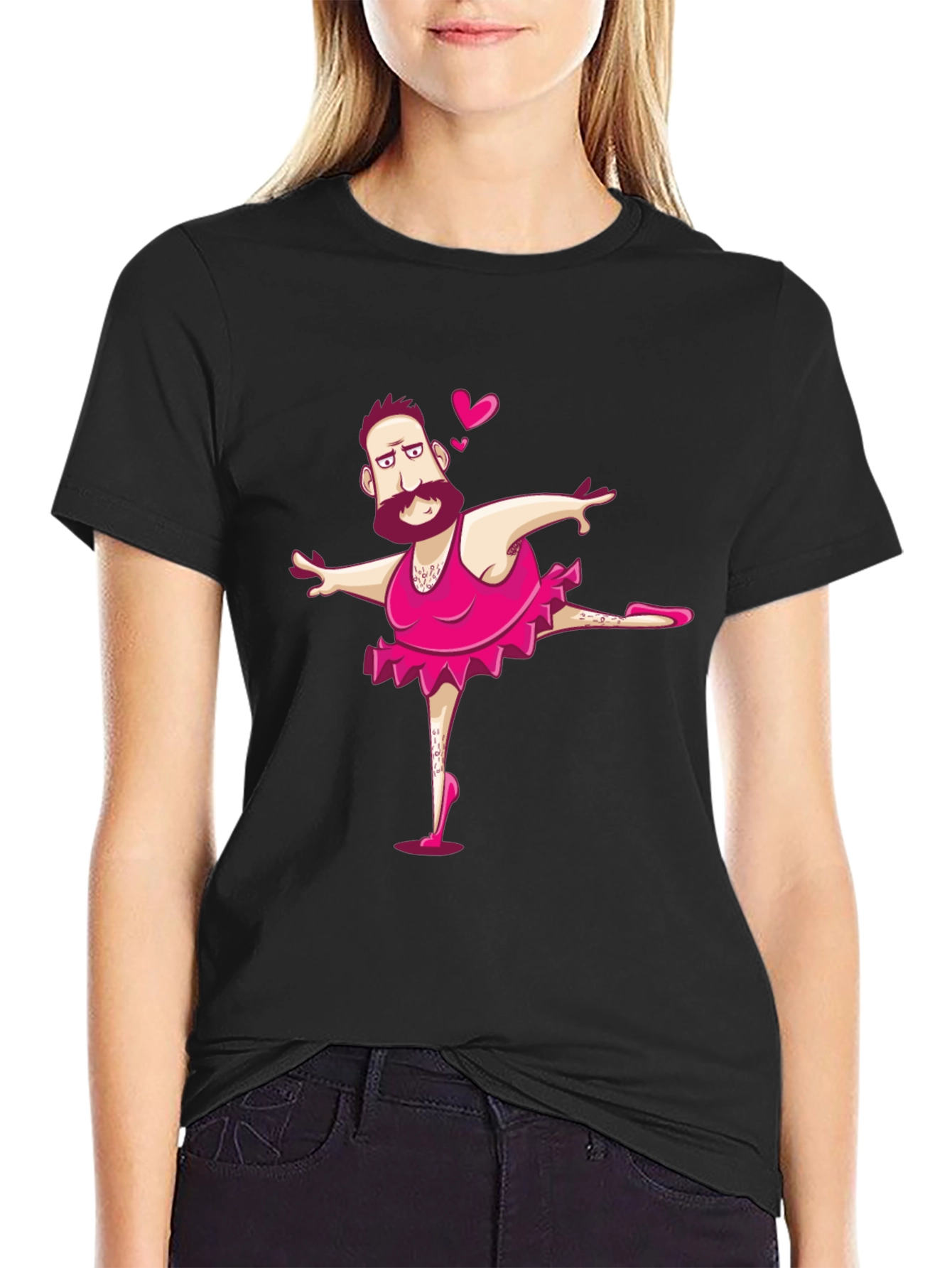 Funny Man Ballerina Graphic T-Shirt