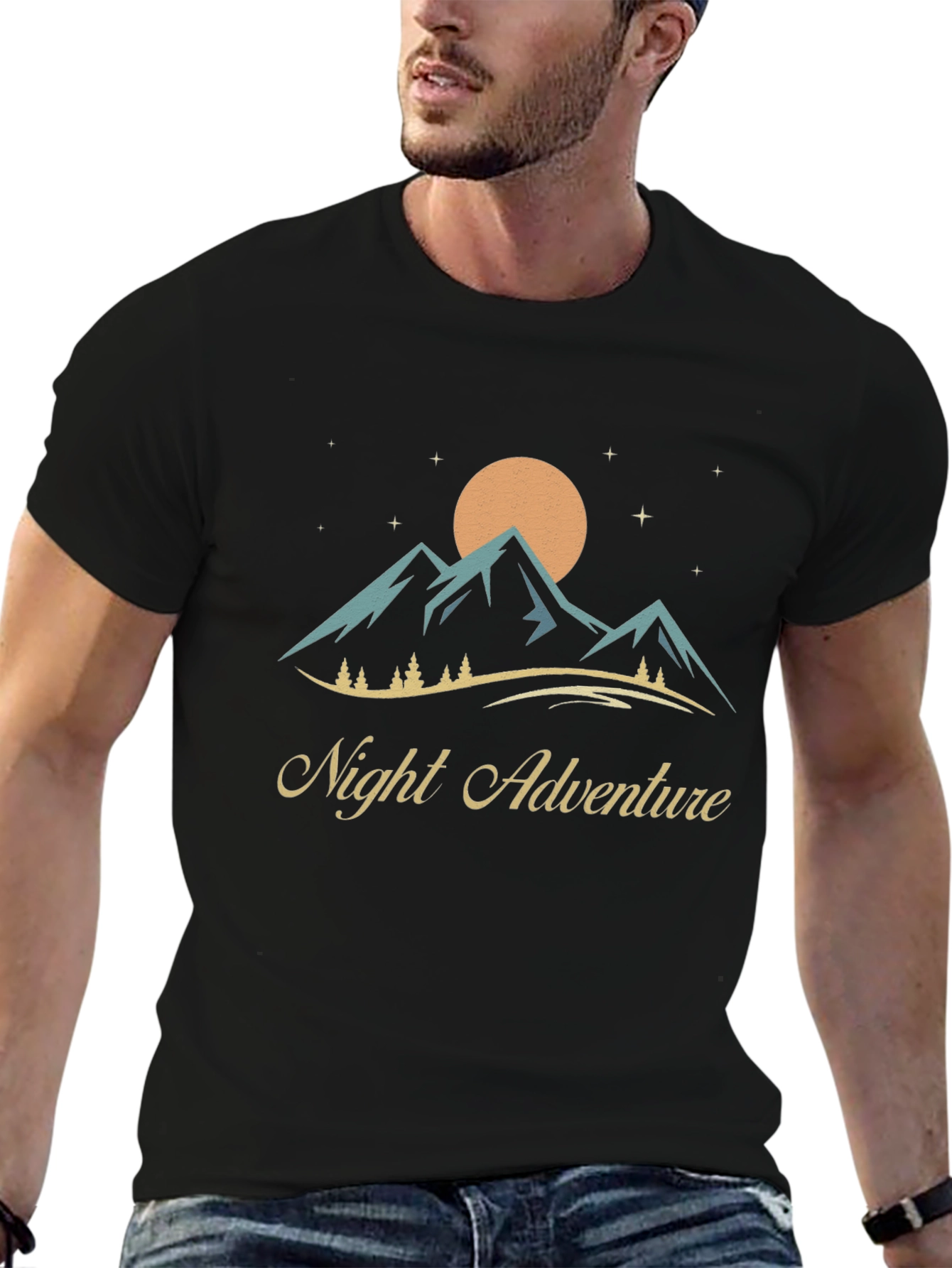 Night Adventure Graphic Tee - Mountain Design