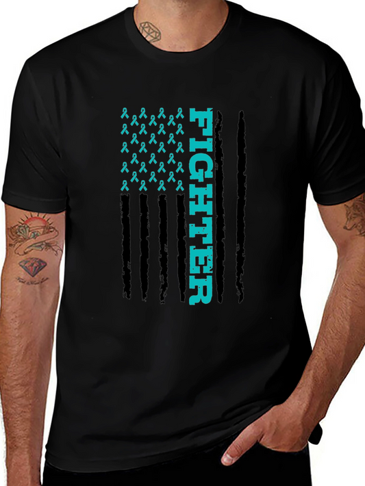 Fighter Ribbon Graphic Tee - Teal Awareness