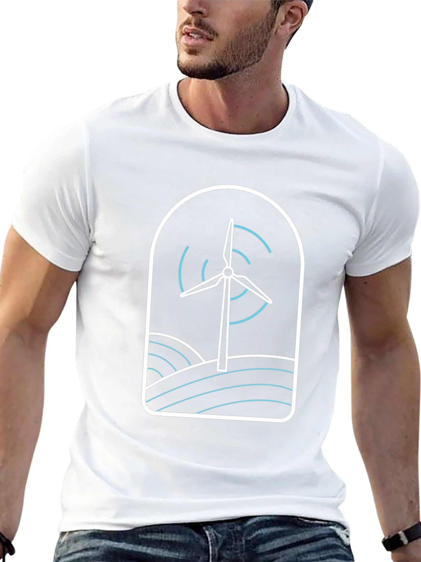 Wind Turbine Graphic Tee - Stylish Eco-Friendly Design