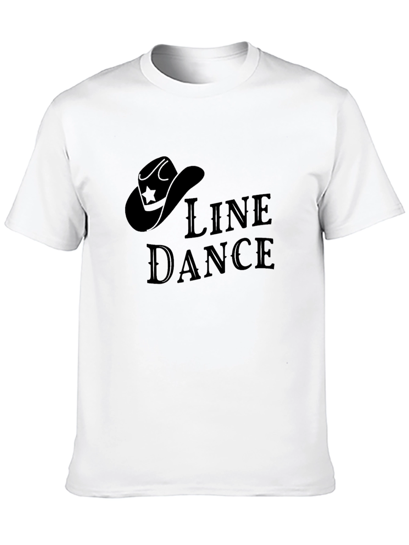 Line Dance Cowboy Hat Graphic Tee - Solid Black