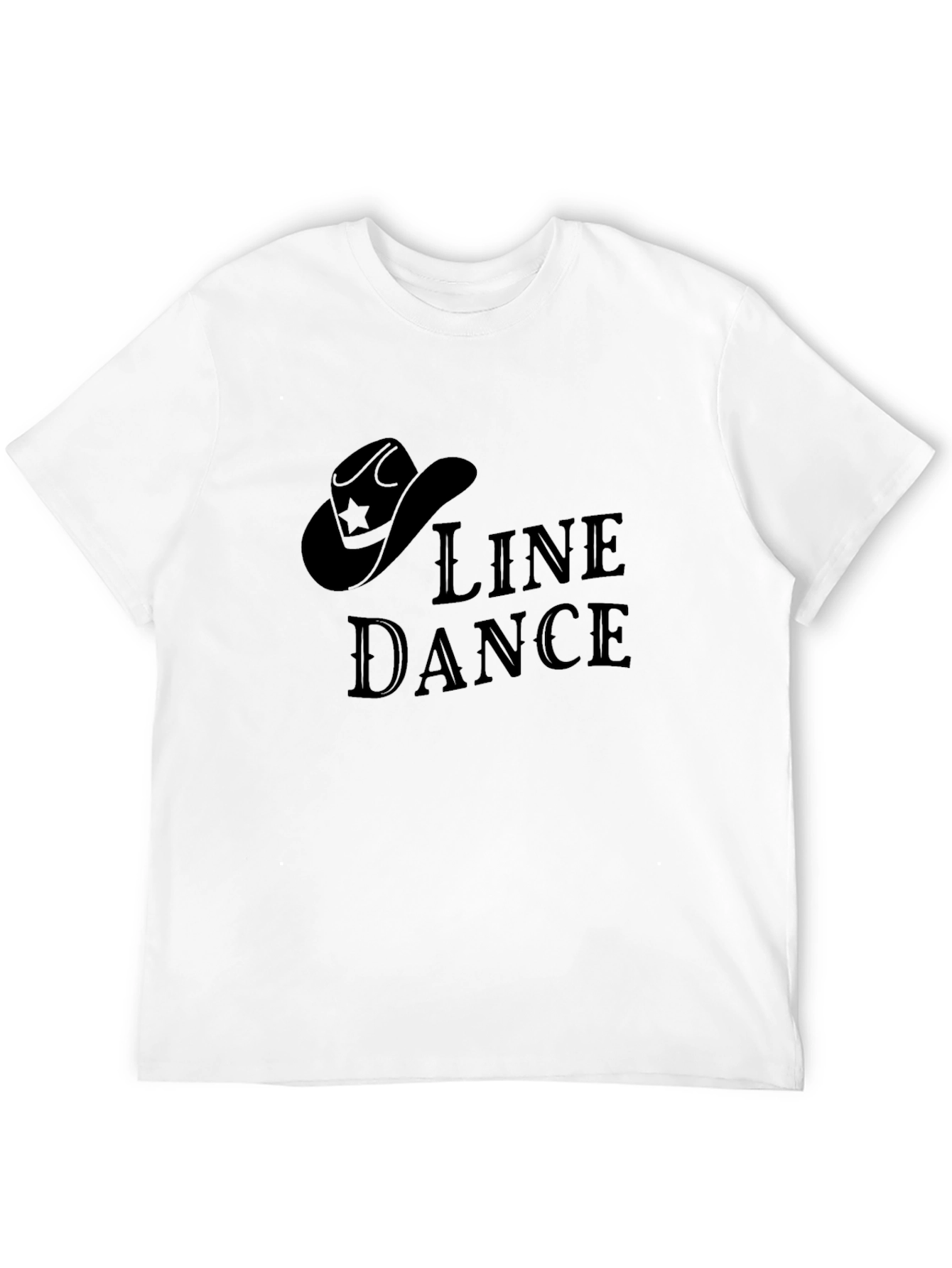 Line Dance Cowboy Hat Graphic Tee - Solid Black