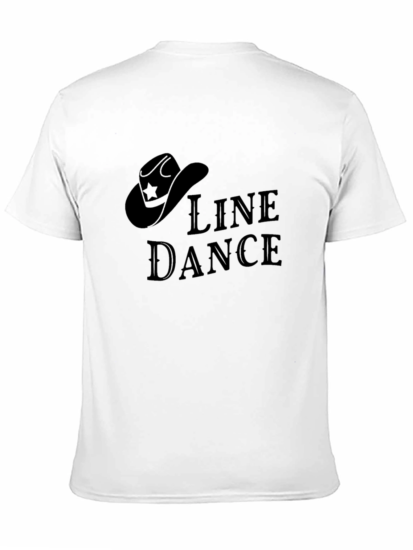Line Dance Cowboy Hat Graphic Tee - Solid Black
