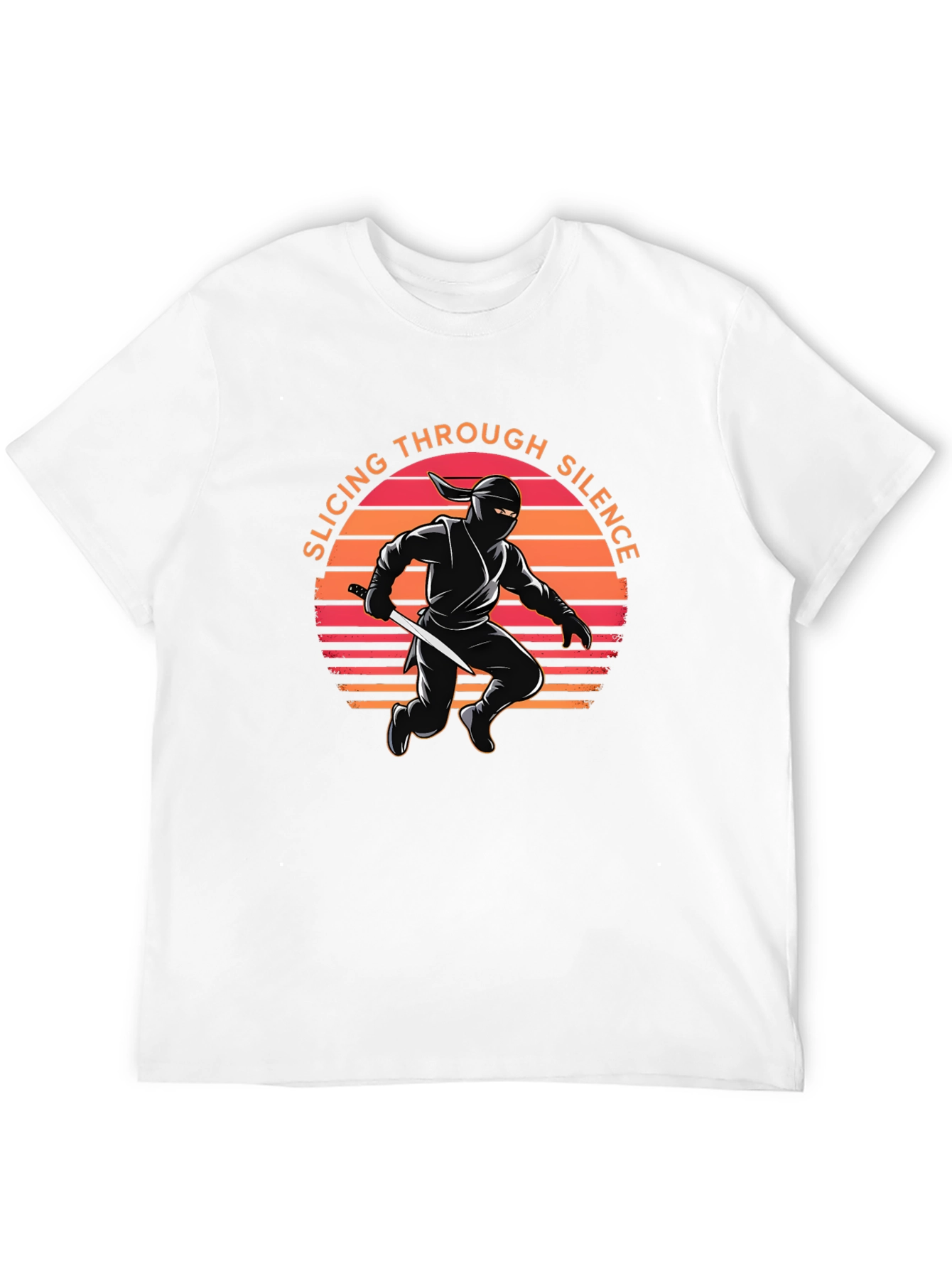 Ninja Slicing Through Silence Black T-Shirt