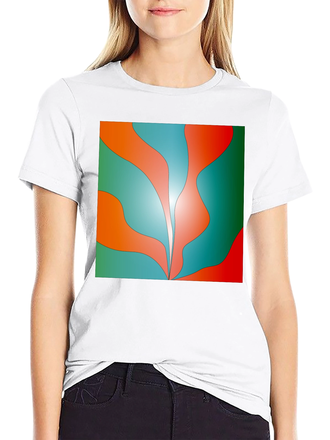 Abstract Wave Graphic Tee - Trendy Design Soft Cotton