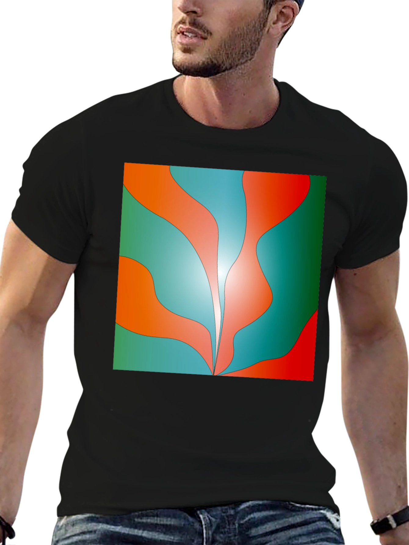 Abstract Wave Graphic Tee - Trendy Design Soft Cotton