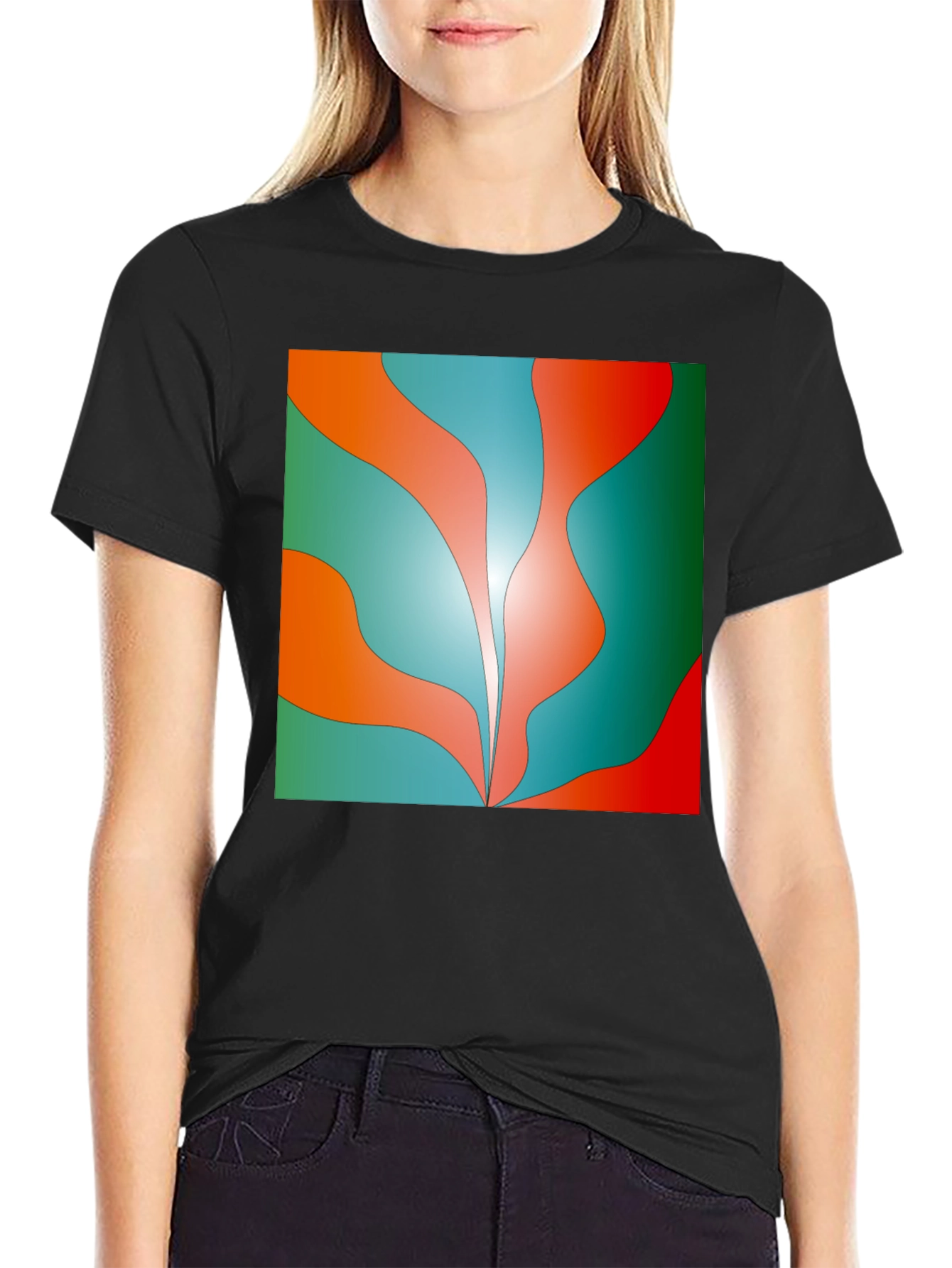 Abstract Wave Graphic Tee - Trendy Design Soft Cotton