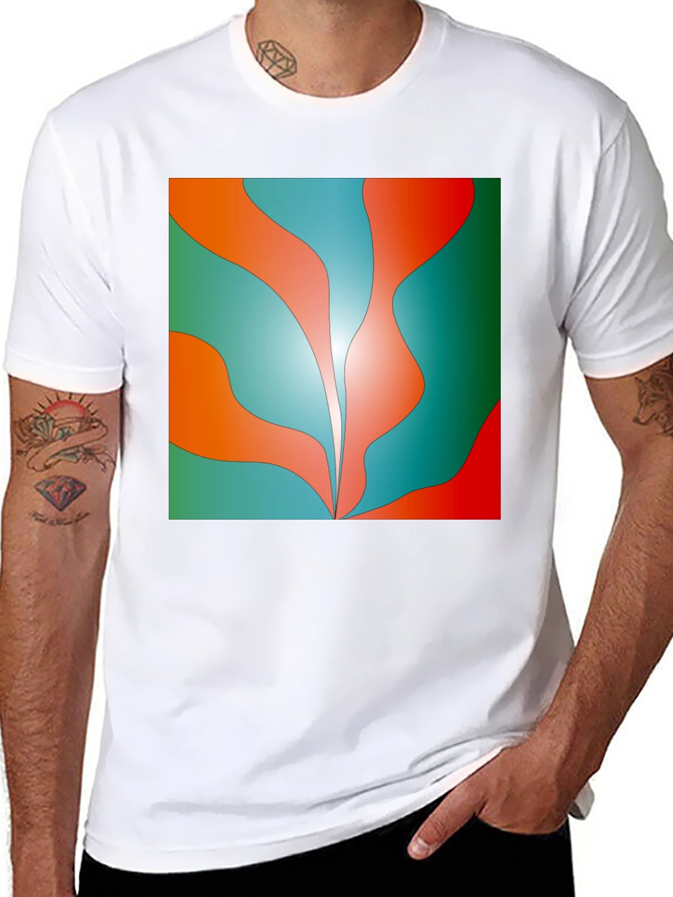 Abstract Wave Graphic Tee - Trendy Design Soft Cotton