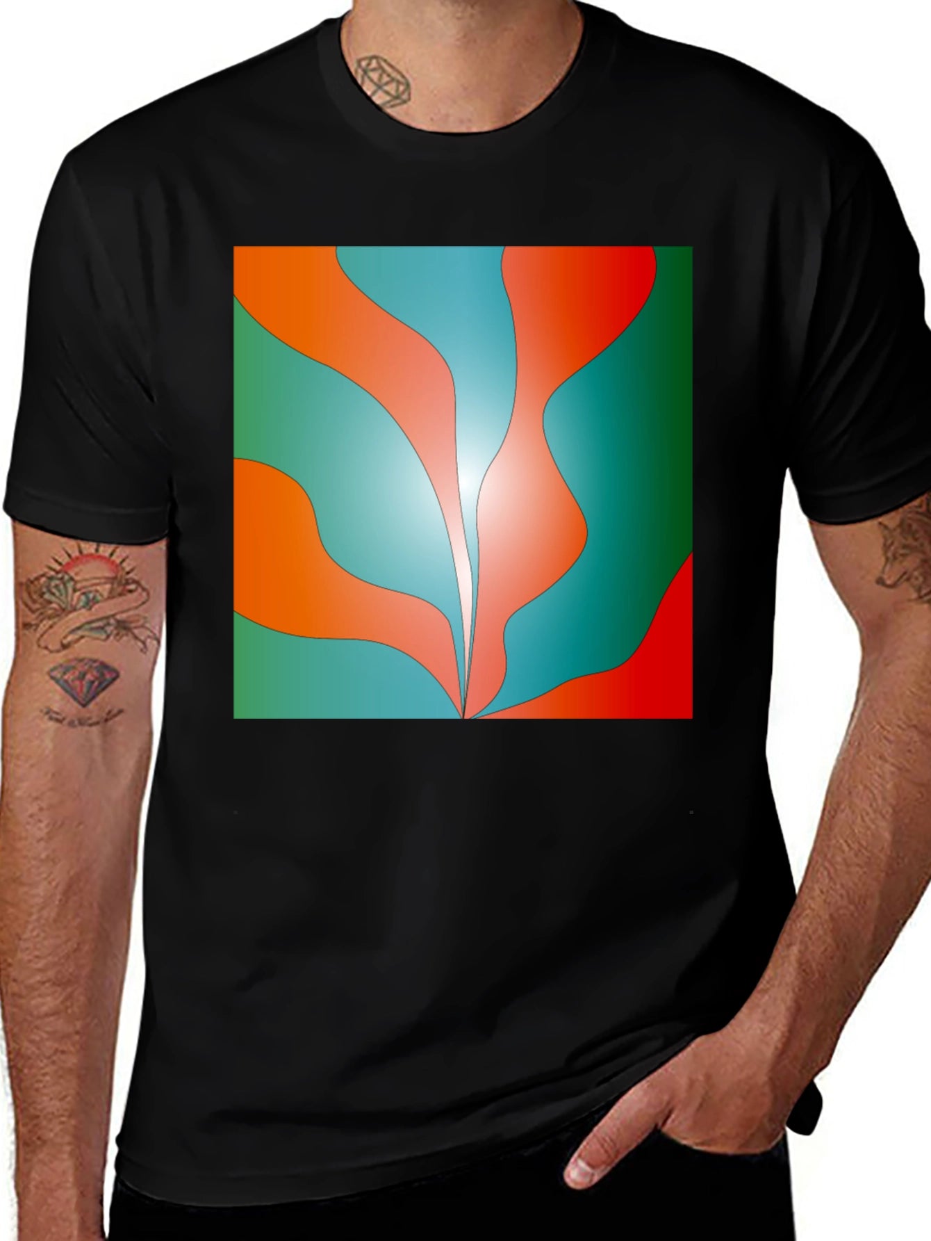 Abstract Wave Graphic Tee - Trendy Design Soft Cotton