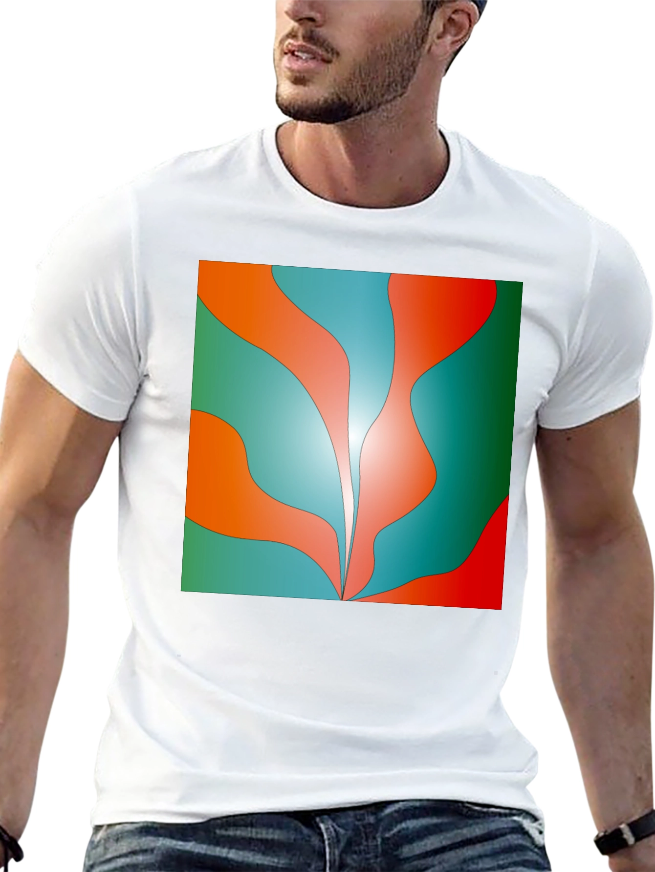 Abstract Wave Graphic Tee - Trendy Design Soft Cotton