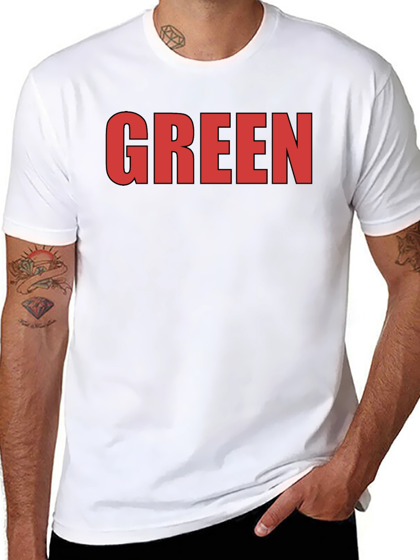 Bold Statement Tee: Red GREEN Graphic on Black