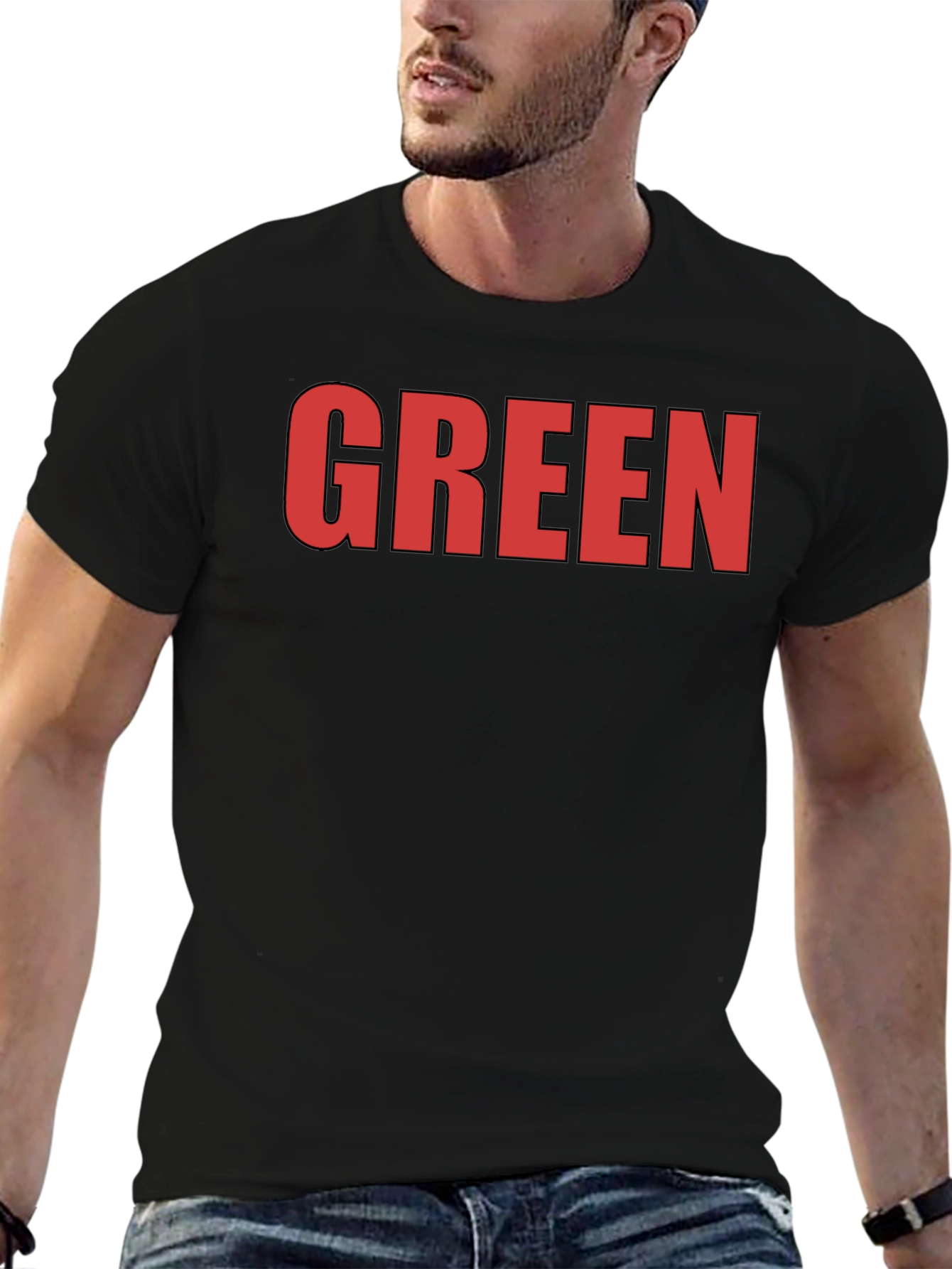 Bold Statement Tee: Red GREEN Graphic on Black