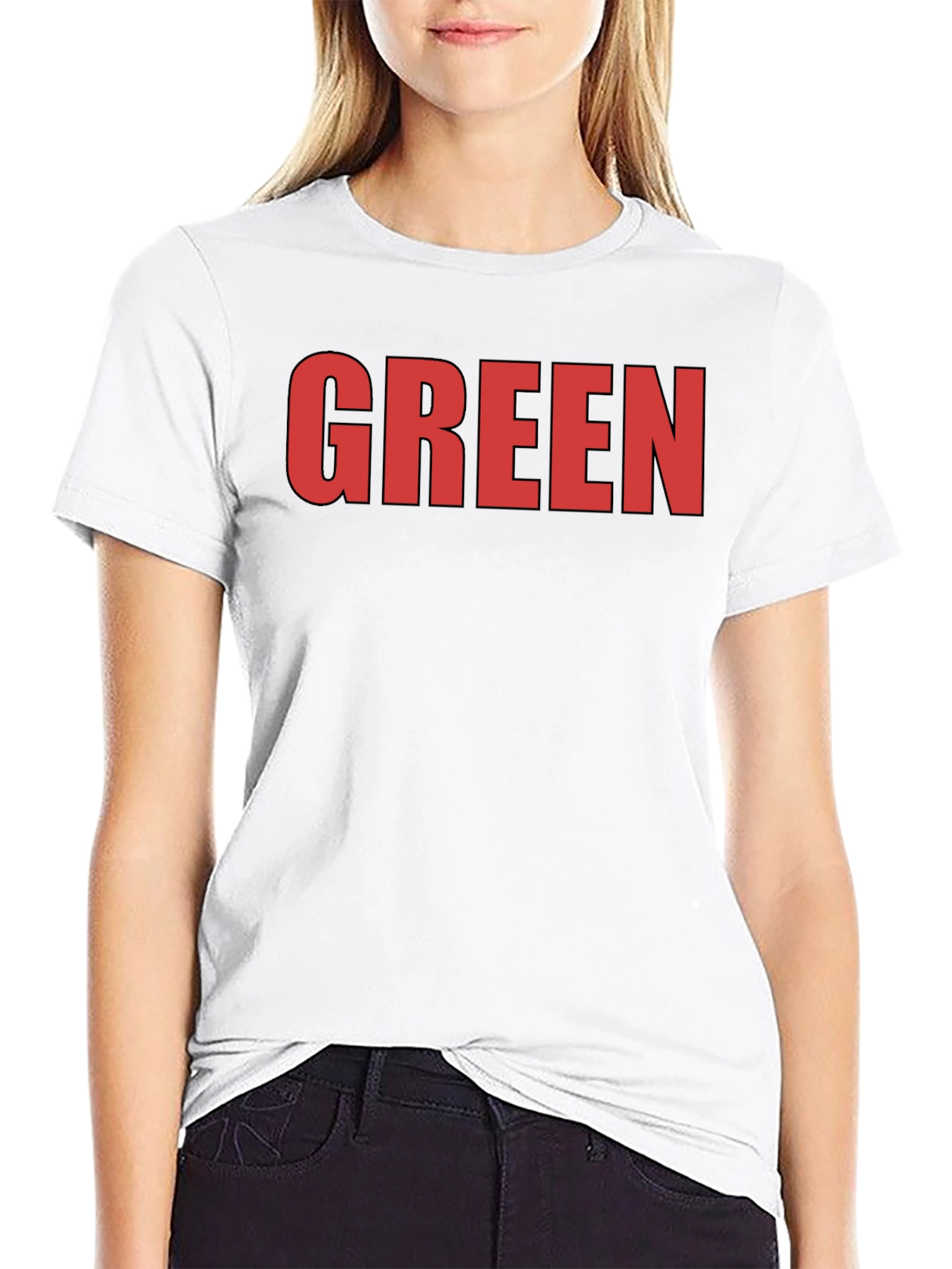 Bold Statement Tee: Red GREEN Graphic on Black