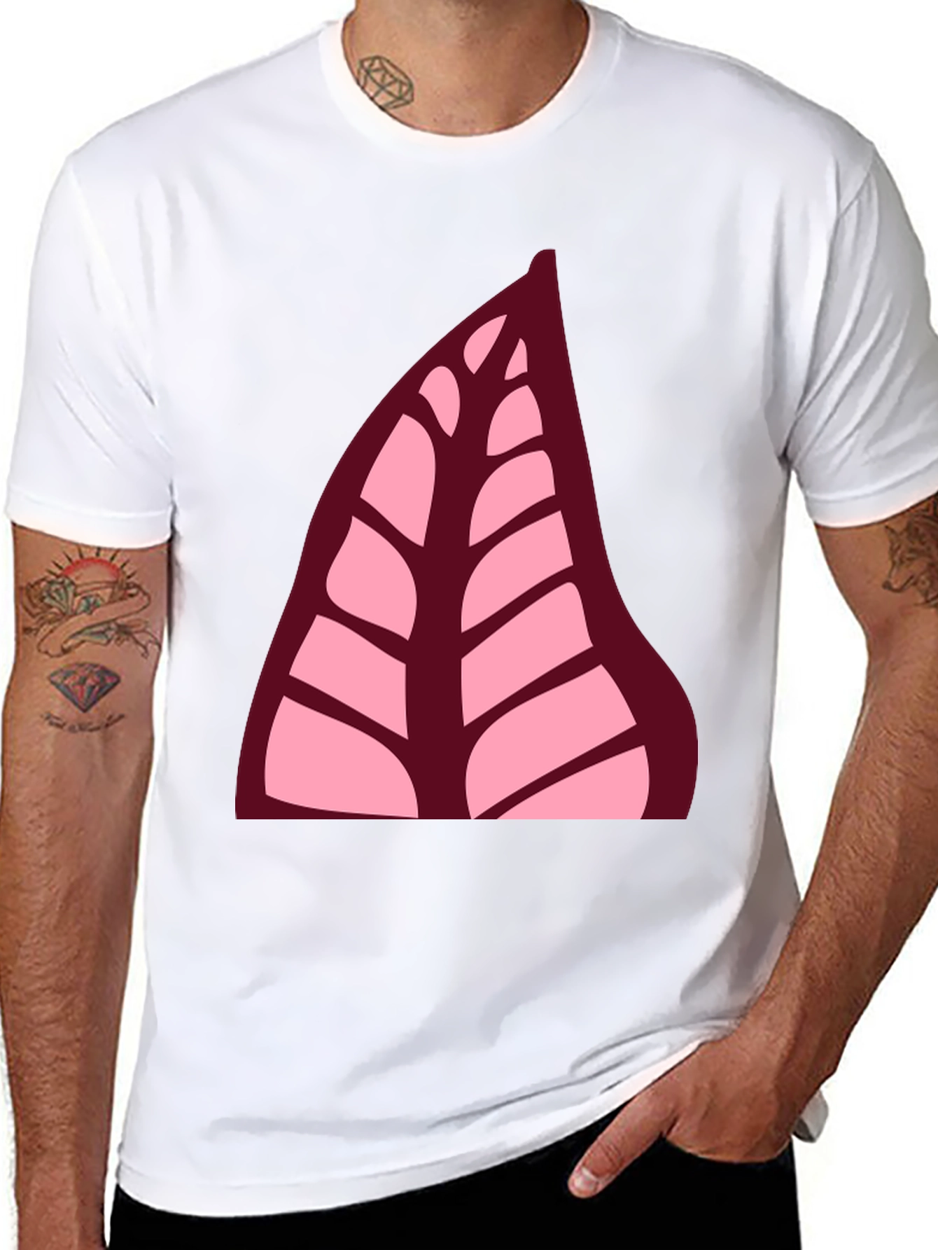 Leaf Print Black T-Shirt
