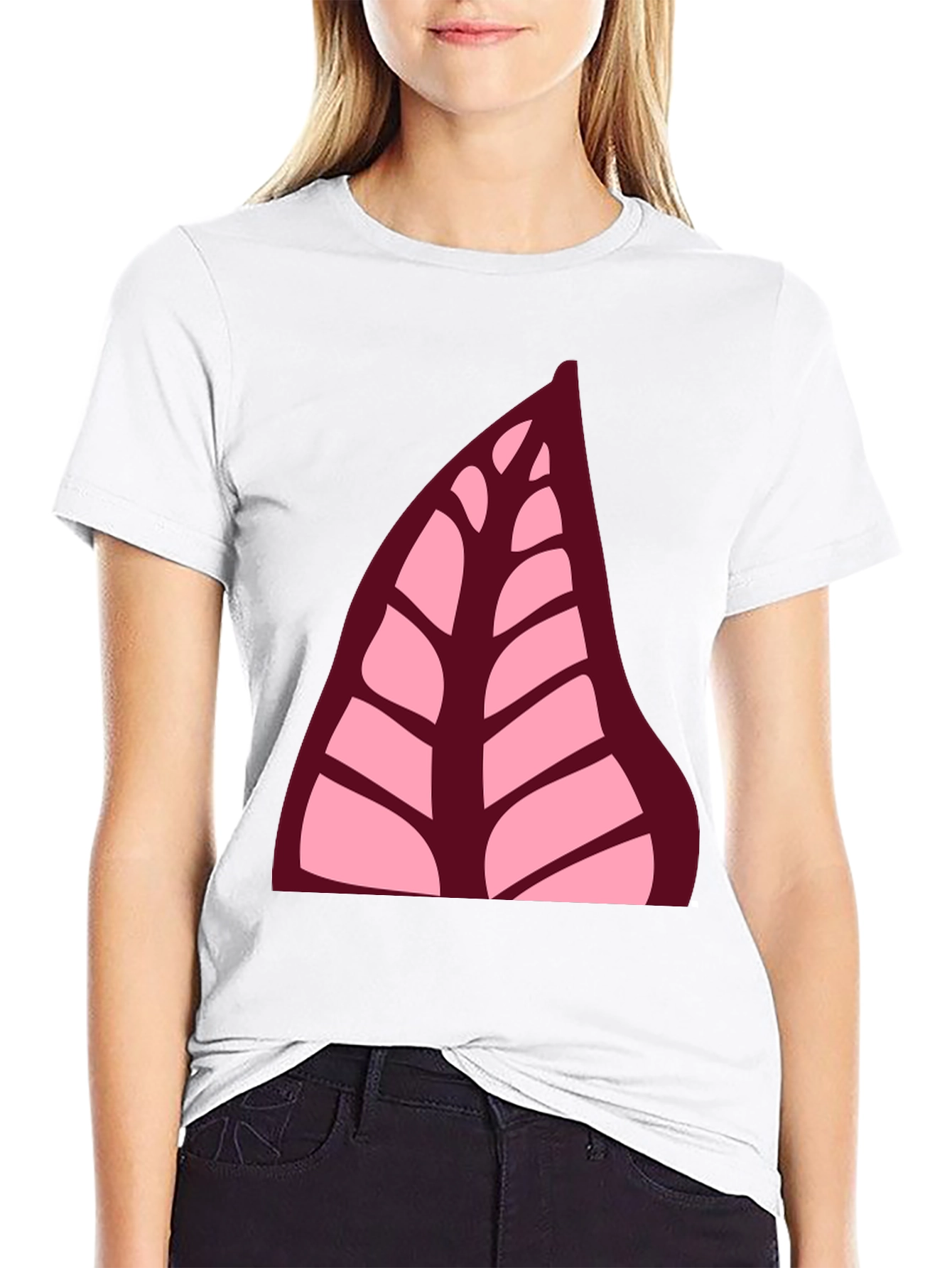 Leaf Print Black T-Shirt