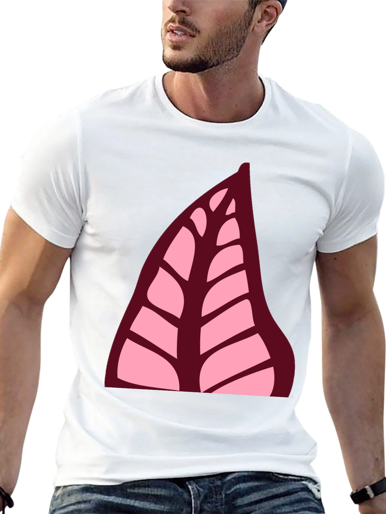 Leaf Print Black T-Shirt
