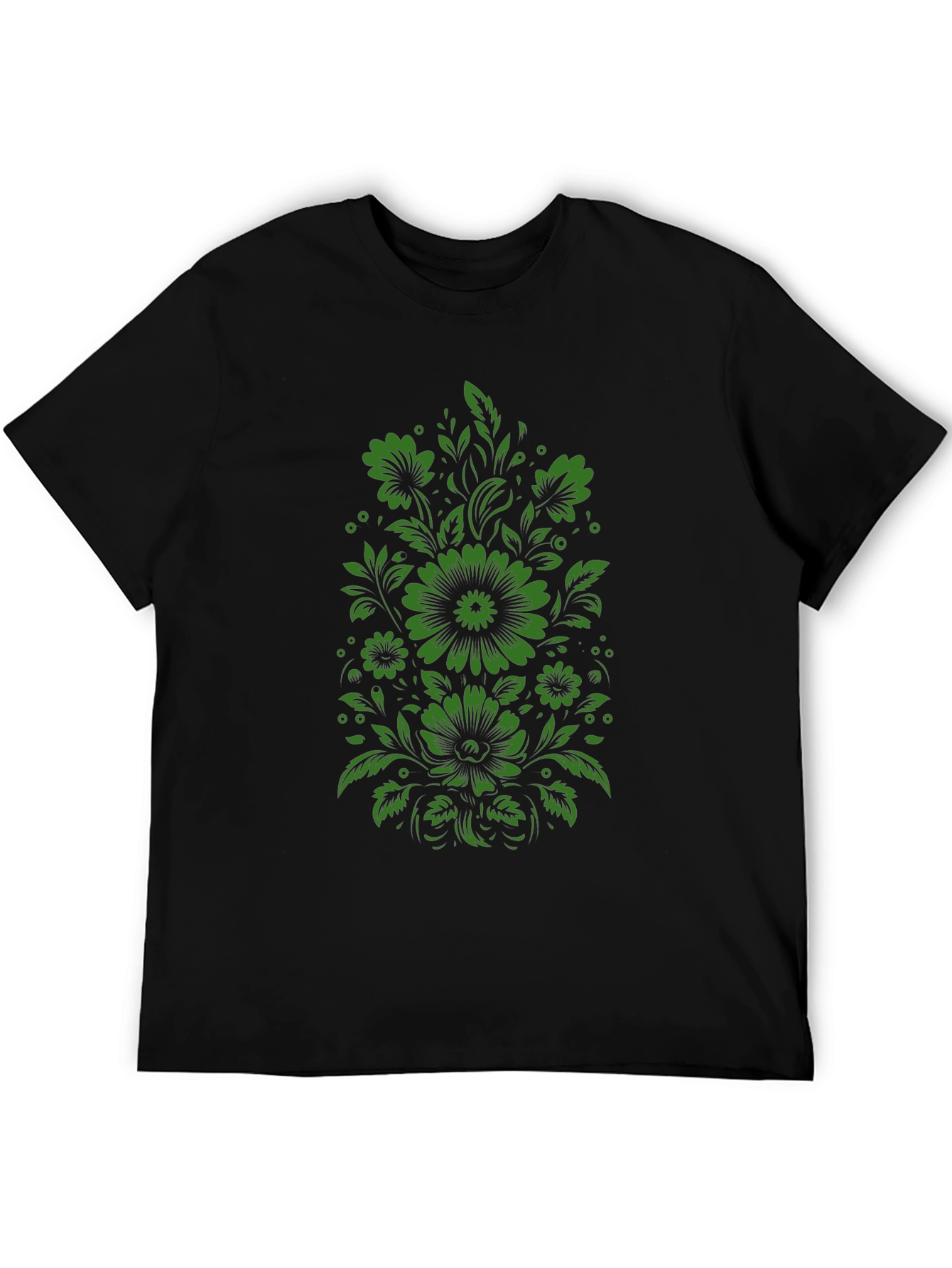 Floral Graphic Print Tee - Mens Black T-Shirt