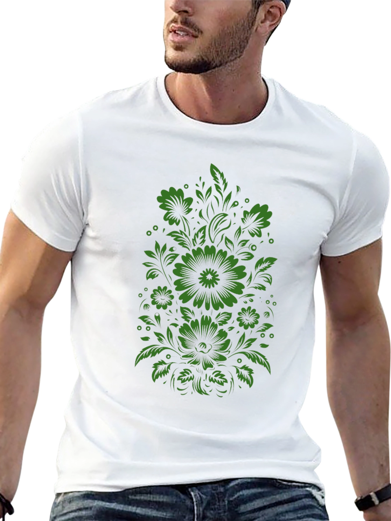 Floral Graphic Print Tee - Mens Black T-Shirt