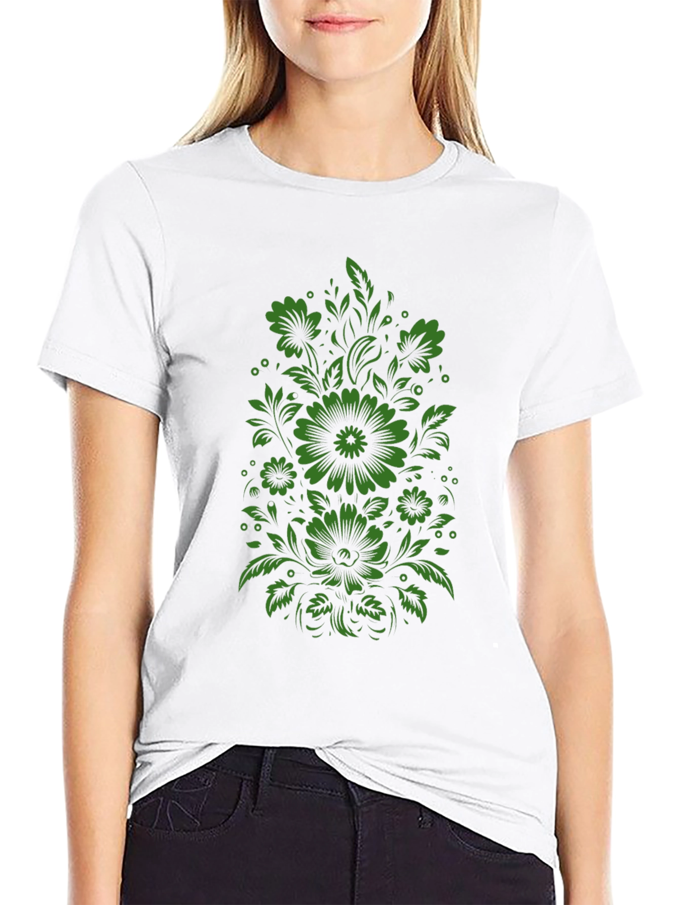Floral Graphic Print Tee - Mens Black T-Shirt