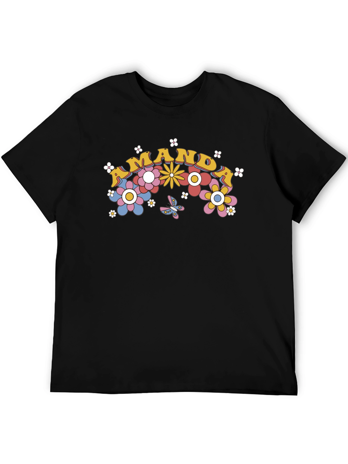 Retro Floral Mama Graphic Tee - Black