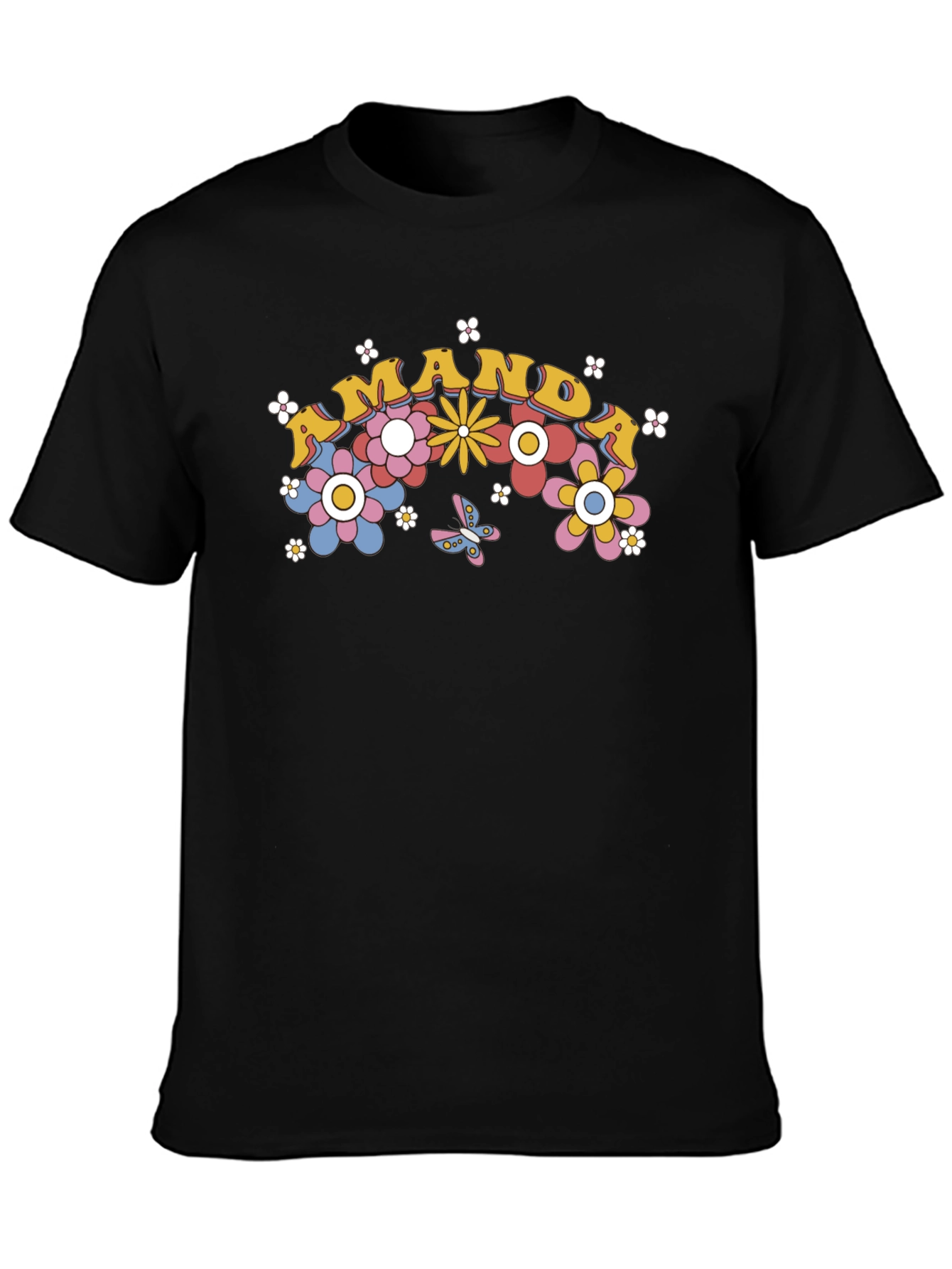 Retro Floral Mama Graphic Tee - Black