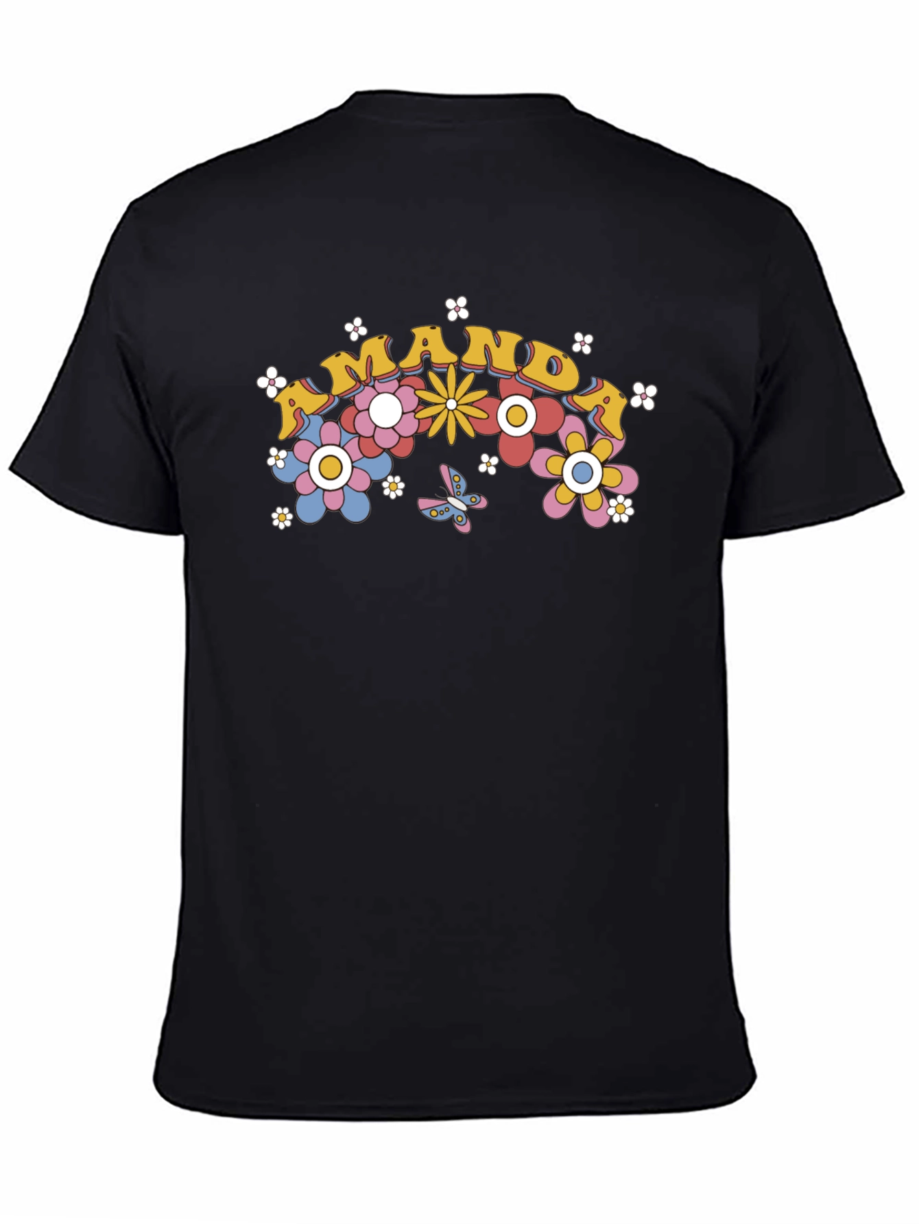 Retro Floral Mama Graphic Tee - Black