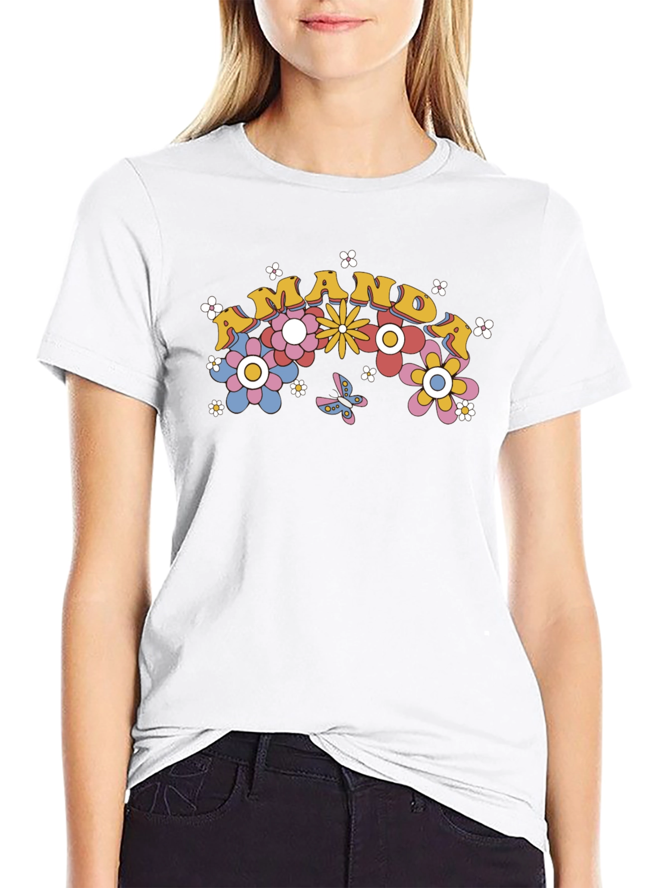 Retro Floral Mama Graphic Tee - Black