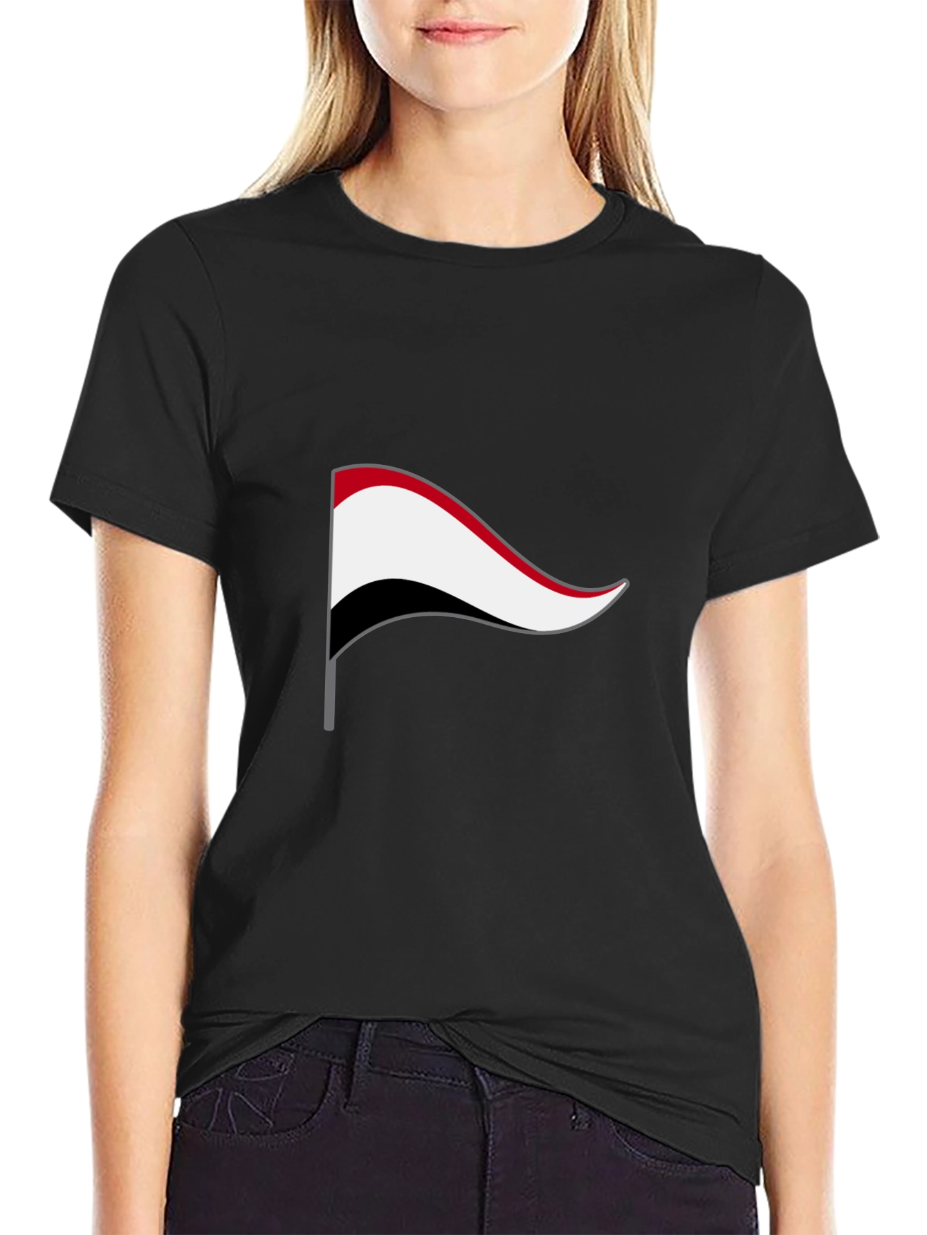 Yemen Flag Graphic Tee - Black Cotton T-Shirt