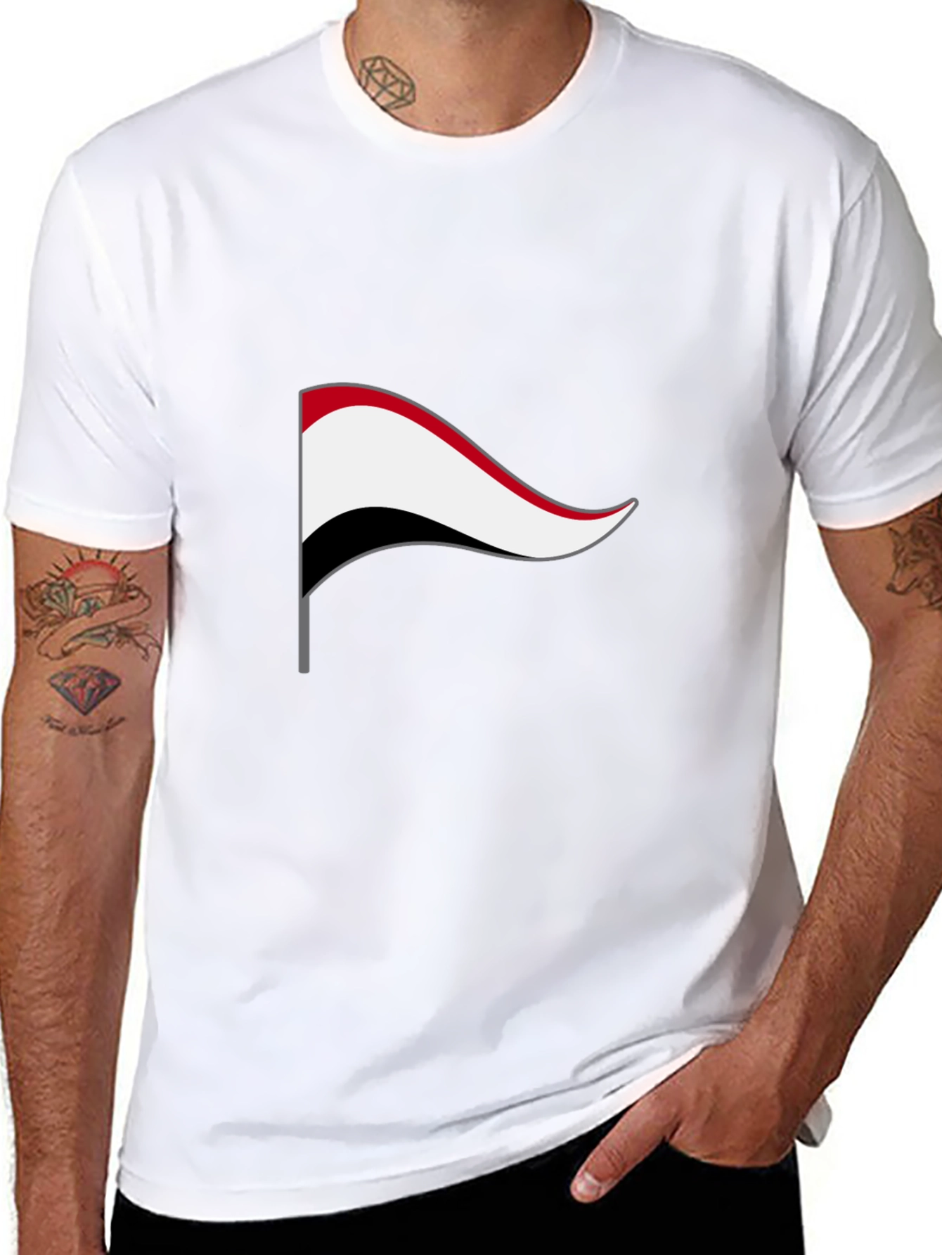 Yemen Flag Graphic Tee - Black Cotton T-Shirt