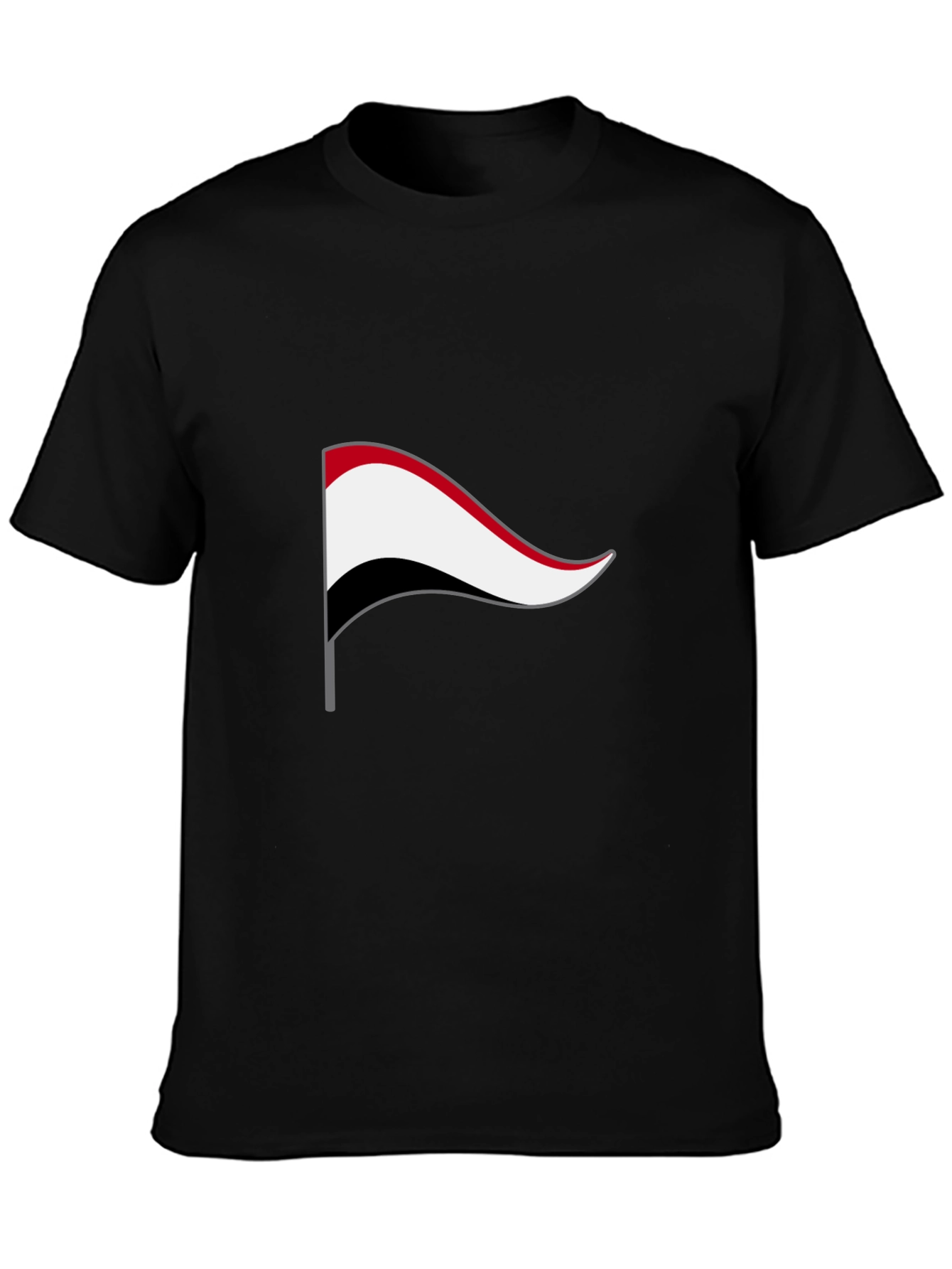 Yemen Flag Graphic Tee - Black Cotton T-Shirt