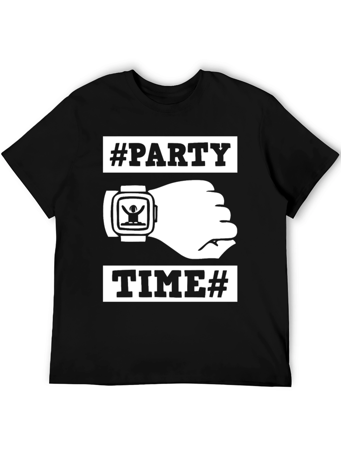 Party Time Black Graphic T-Shirt