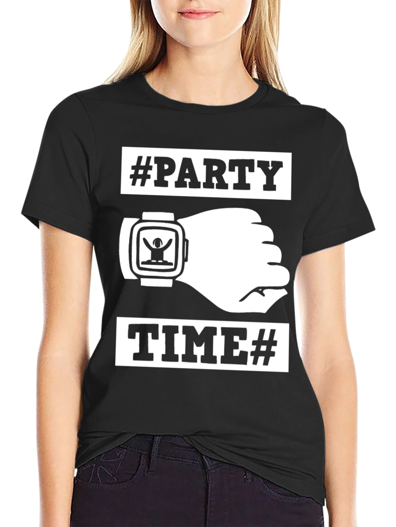 Party Time Black Graphic T-Shirt