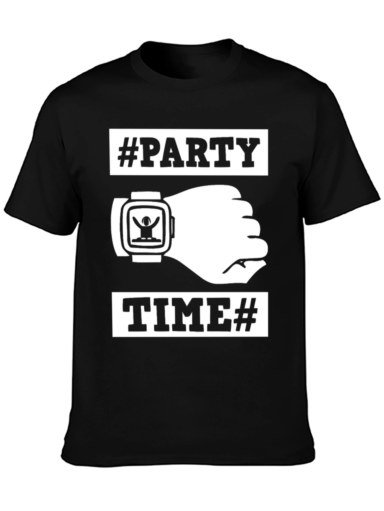 Party Time Black Graphic T-Shirt