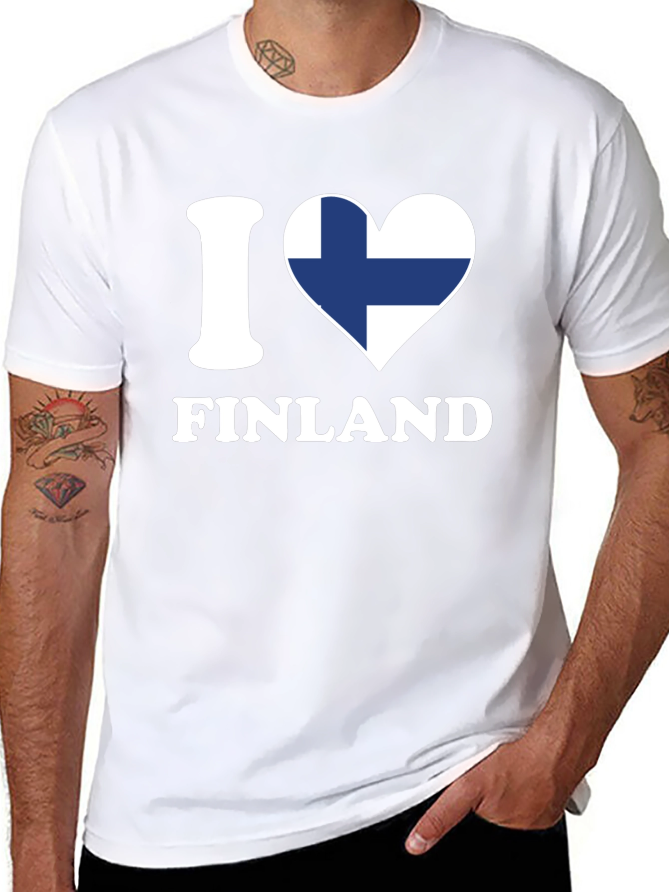 I Love Finland T-Shirt - Finnish Flag Heart Design