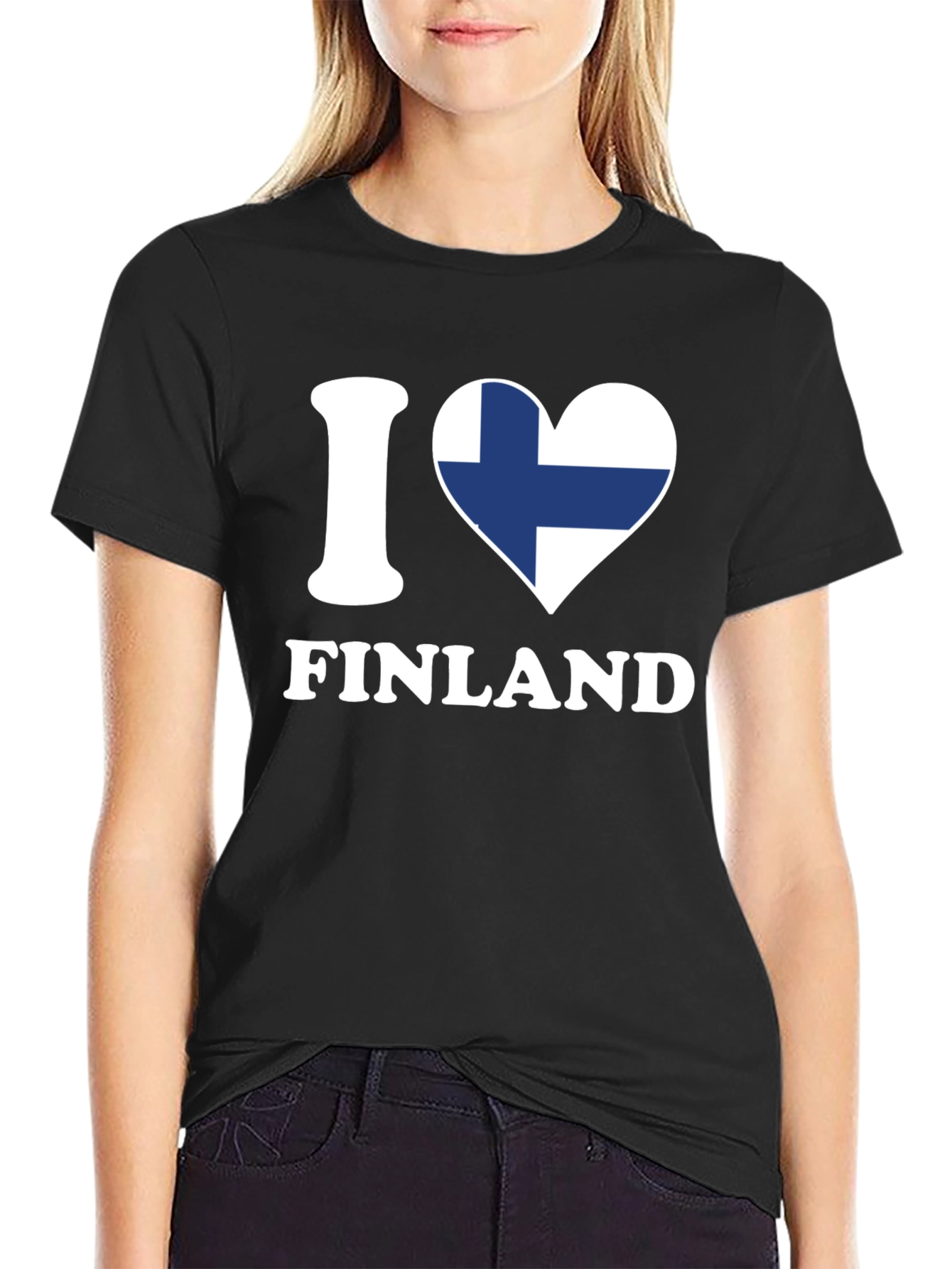 I Love Finland T-Shirt - Finnish Flag Heart Design