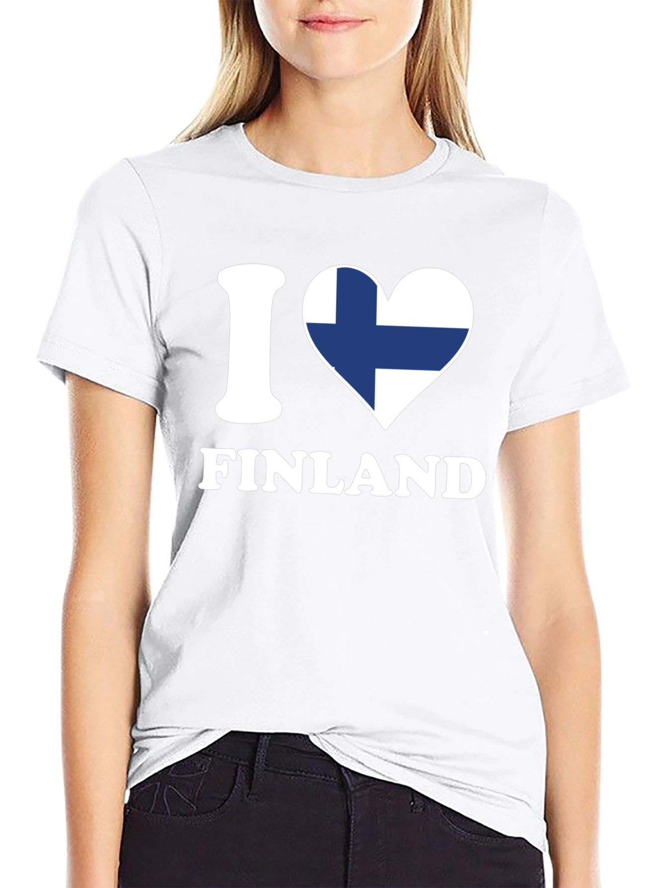 I Love Finland T-Shirt - Finnish Flag Heart Design